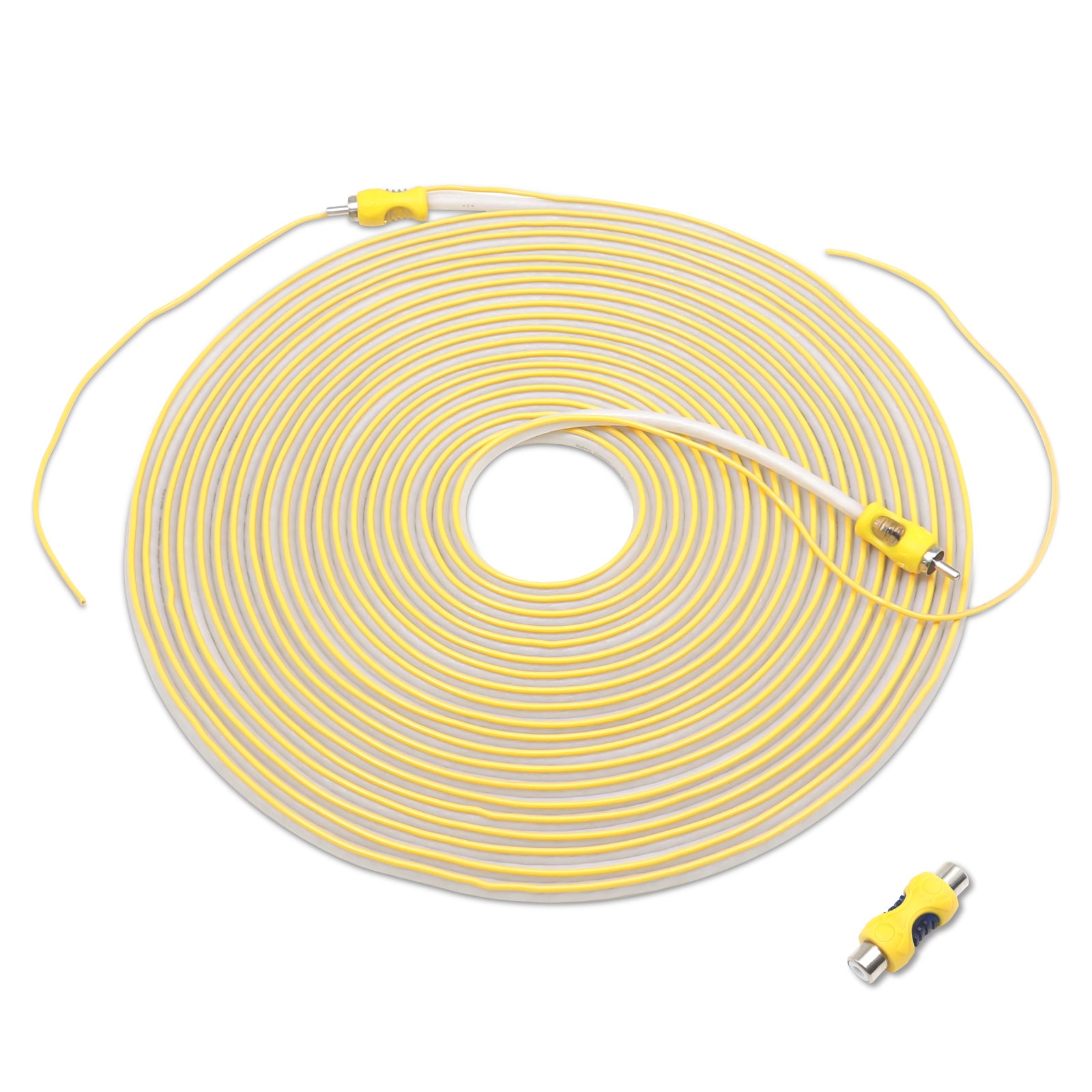 RVI34 - Triple-shielded 34ft Backup Camera Video Cable, Car Reverse Rear View Parking Camera Video Extension Cord with Trigger Wire, Tinned OFC for Tough Environment, Include Female Coupler and DC Cord