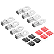 RT4-8K - 8pcs 4awg 3/8” and 4awg 5/16” Copper Ring Terminals, Cable Lugs, Wire Lugs, Heavy Duty Battery Lugs, with 8pcs Heat Shrink Tubing