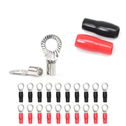 RT8516-20 - 20pcs 8awg Copper Ring Terminals, 5/16” Ring Hole, Shiny Nickel Plated Crimp Ring Terminals with 20pcs Red & Black Soft Boots