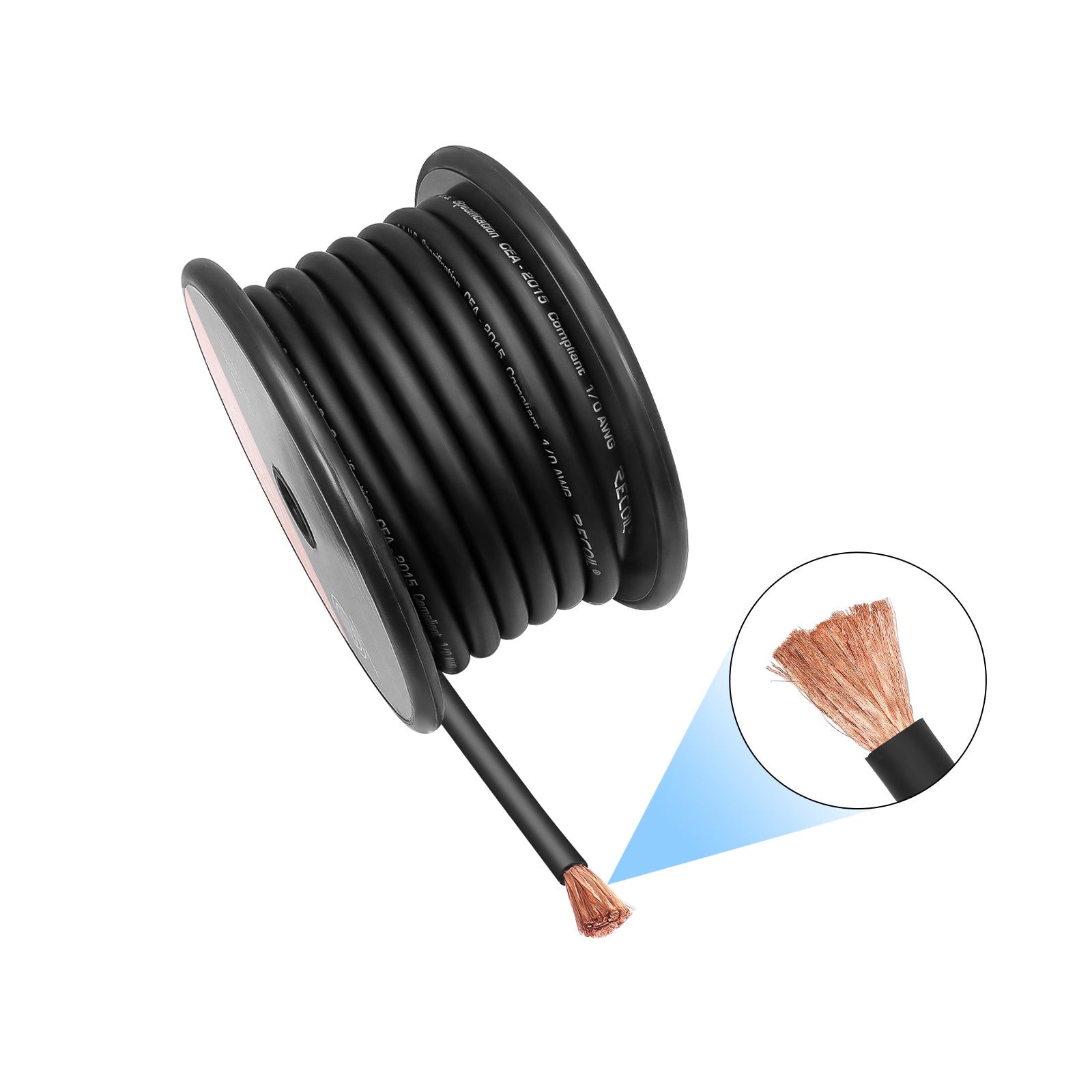 PG0-50 - 50 feet of true-spec 0 AWG Oxygen Free Copper wire - Spool Wire