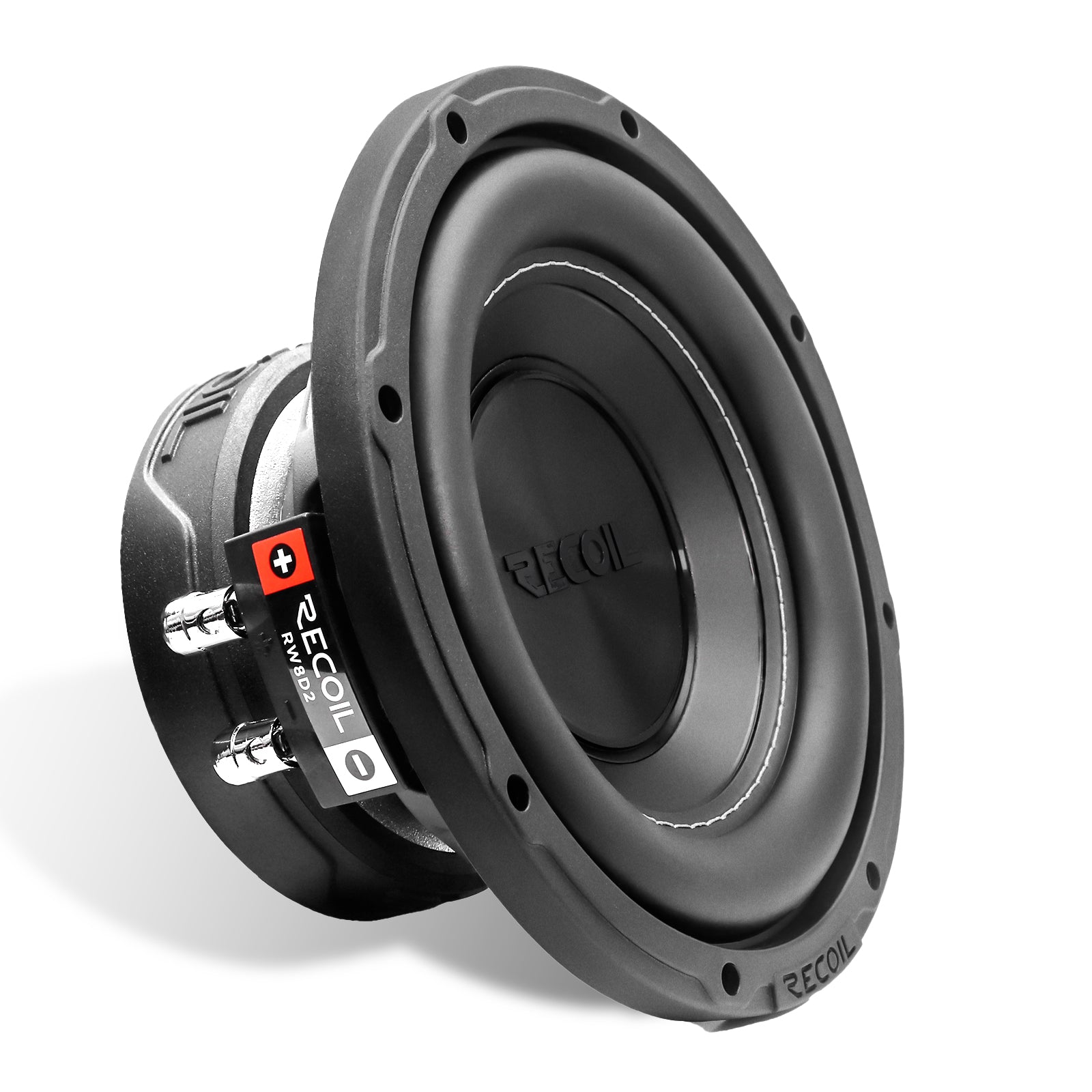 RW8D2 - Echo Series 8 Inch Subwoofer - 400 Watts Power Dual 2 OHM Voice Coil, 2" Black-coated 4 Layer High Temperature Voice Coil, Competition Grade Pressed Paper Cone