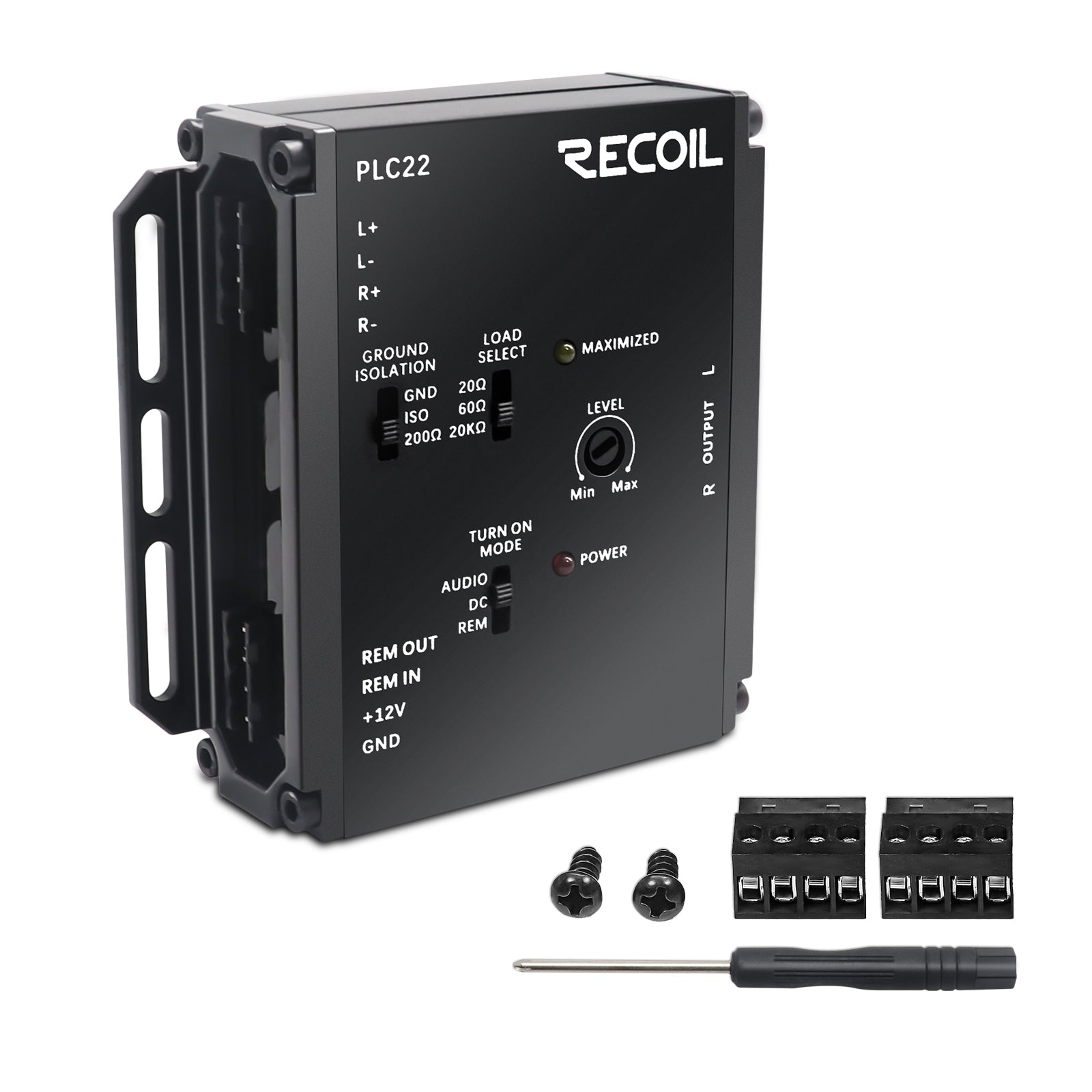 PLC22 - Premium 2-channel Active Line Output Converter with 9.5v Preamp Output, Features Turn-on Mode, Load and Ground Isolation Selection