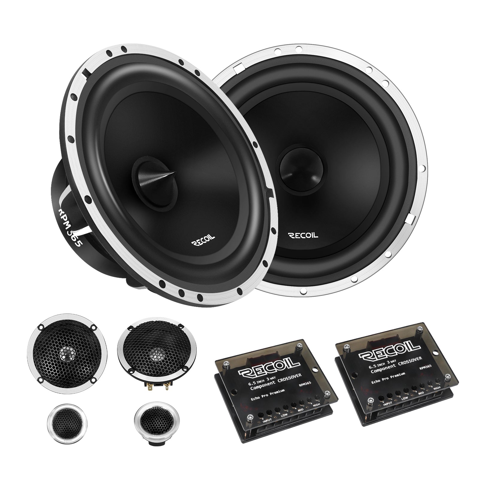 RPM365 - 6.5 Inch 3 Way Component Speaker, Echo Pro Premium