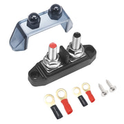 S2PG - Busbar Dual 5/16” Studs with Divider Positive and Negative 2-in-1 Terminal Power Distribution Block with Ring Terminals