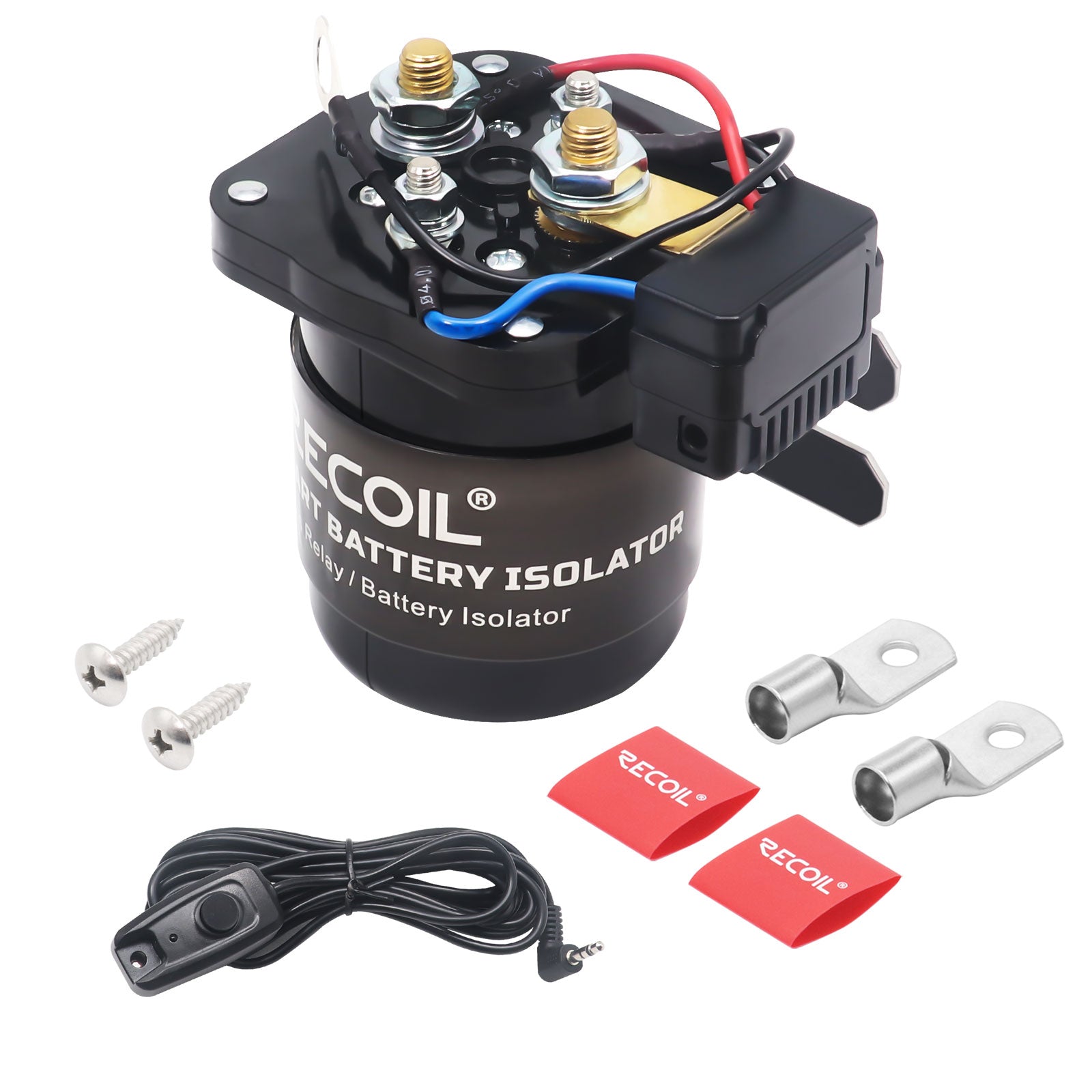 SRL500 - Microprocessor Controlled 500a Smart Battery Isolator and High Current Starter Relay, Dual Sensing Smart Relay, with Ring Terminals