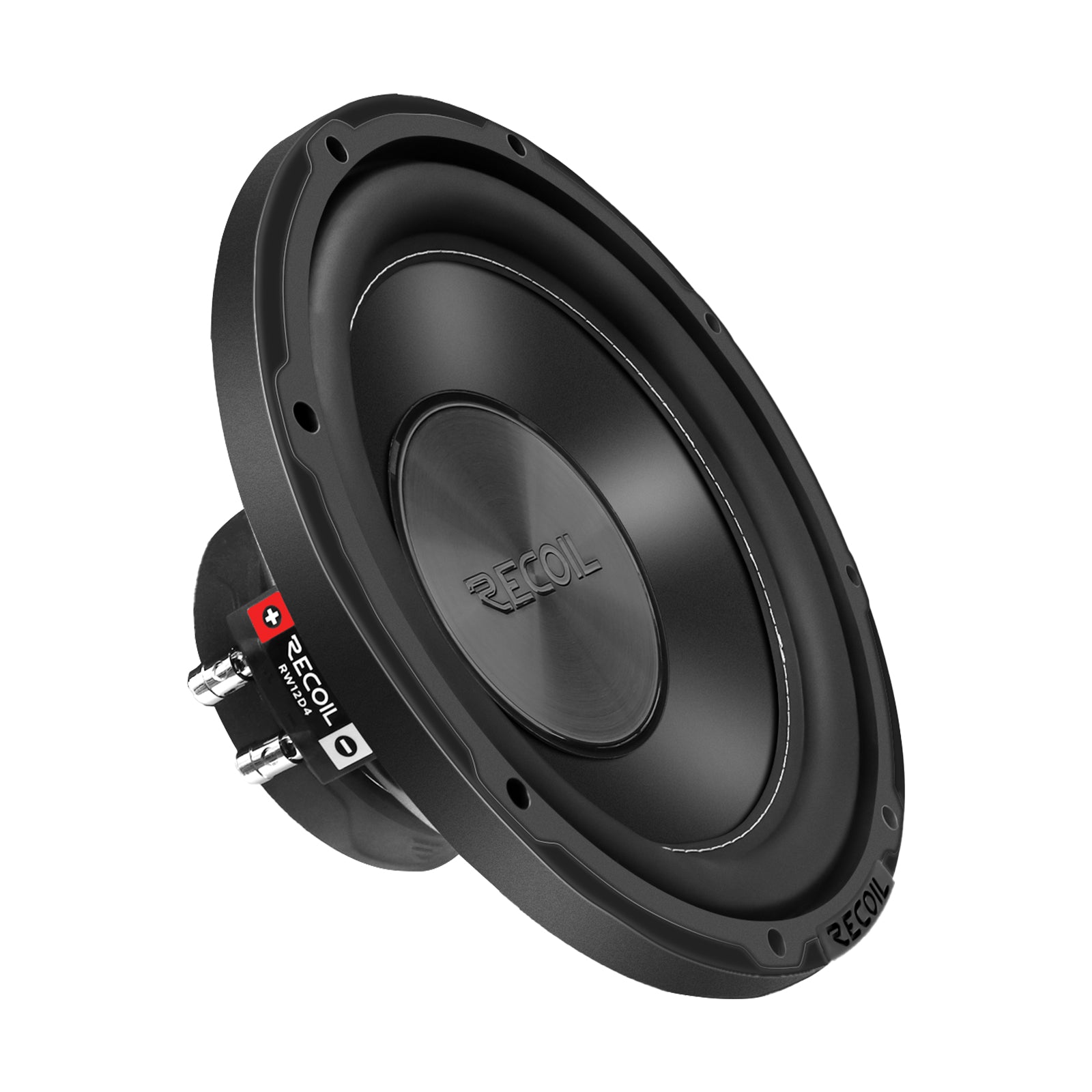 RW12D4 - Echo Series 12 Inch Subwoofer - 600 Watts Power Dual 4 OHM Voice Coil, 2" Black-coated 4 Layer High Temperature Voice Coil, Competition Grade Pressed Paper Cone