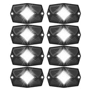 RLW-8 - IP68 Waterproof White LED Rock Lights 8 Pods, Under-glow White LED Light for Car Truck ATV UTV Suv Off-road Boat Motorcycle Vehicle, Under Body Glow Light Lamp Trail Fender Lighting
