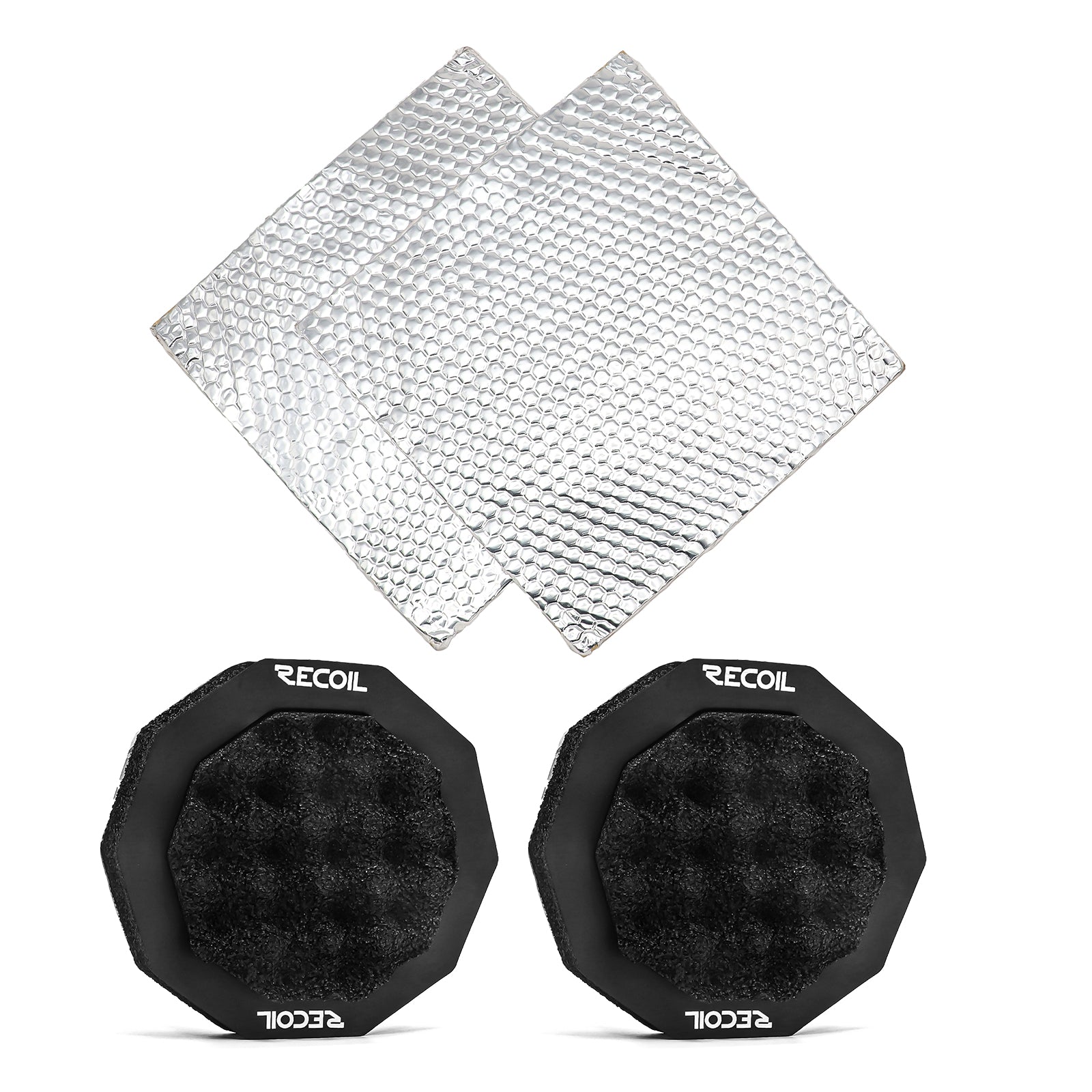 DMSR65 - Foam Speaker Ring Kit for 6.5” Speakers with Egg Crate Foam Base Pair and Sound Damping Speaker Kit Two 10” X 10” Pieces