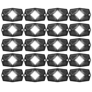 RLW-20 - IP68 Waterproof White LED Rock Lights 20 Pods, Under-glow White LED Light for Car Truck ATV UTV Suv Off-road Boat Motorcycle Vehicle, Under Body Glow Light Lamp Trail Fender Lighting