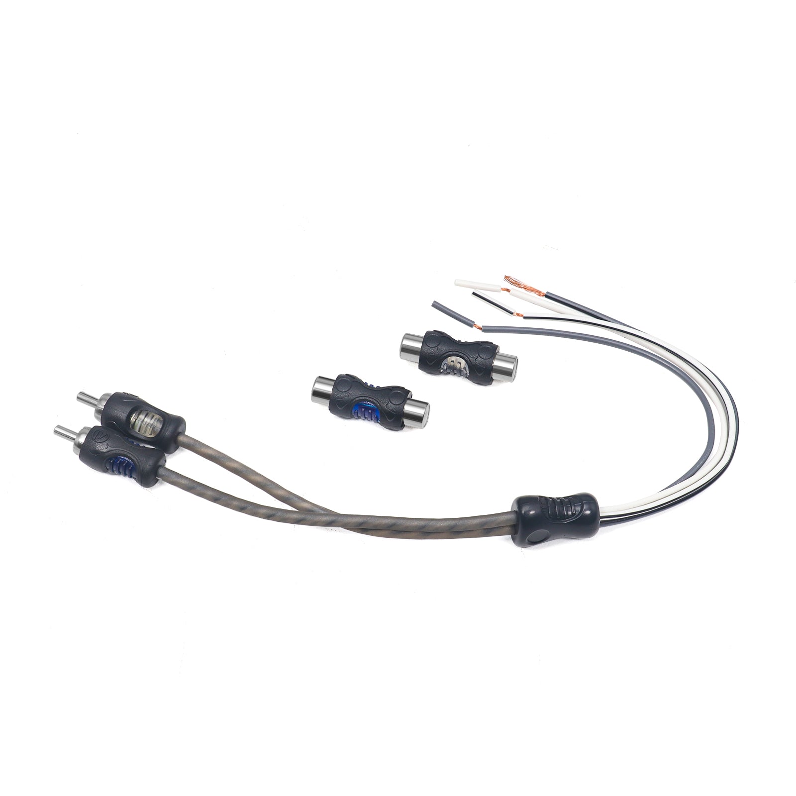 RCA-S - Speaker Wire to RCA Adapter with RCA Female to Female Coupler (pair), Dual Injection Molded RCA Ends