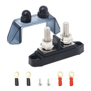 S2P-516 - Insulated 2 Position Busbar 2 X 5/16” Studs Terminals Power Distribution Block with Ring Terminals