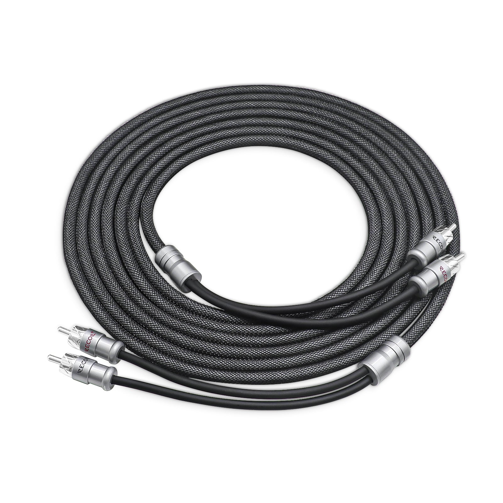 XI212 - Echo Max Series Premium 99.99% Oxygen Free Copper 12ft 2-channel RCA Audio Interconnects Cable, with Machined Brass Connectors & Braided Nylon Jacket