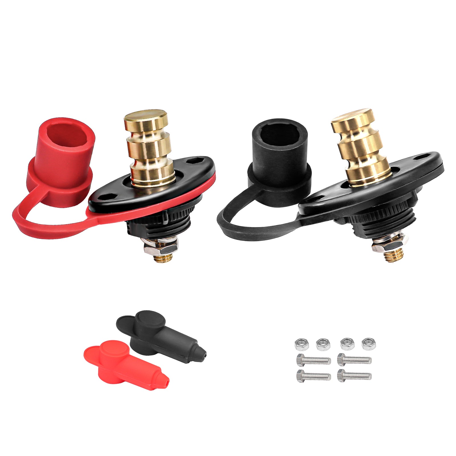 BJP - UTV Remote Battery Charging and Jump Posts, Battery Terminal Relocation Kits, Quick & Easy Charging, for UTV ATV Slingshot Car Trucks RV Tractor Boat, Red & Black Pair