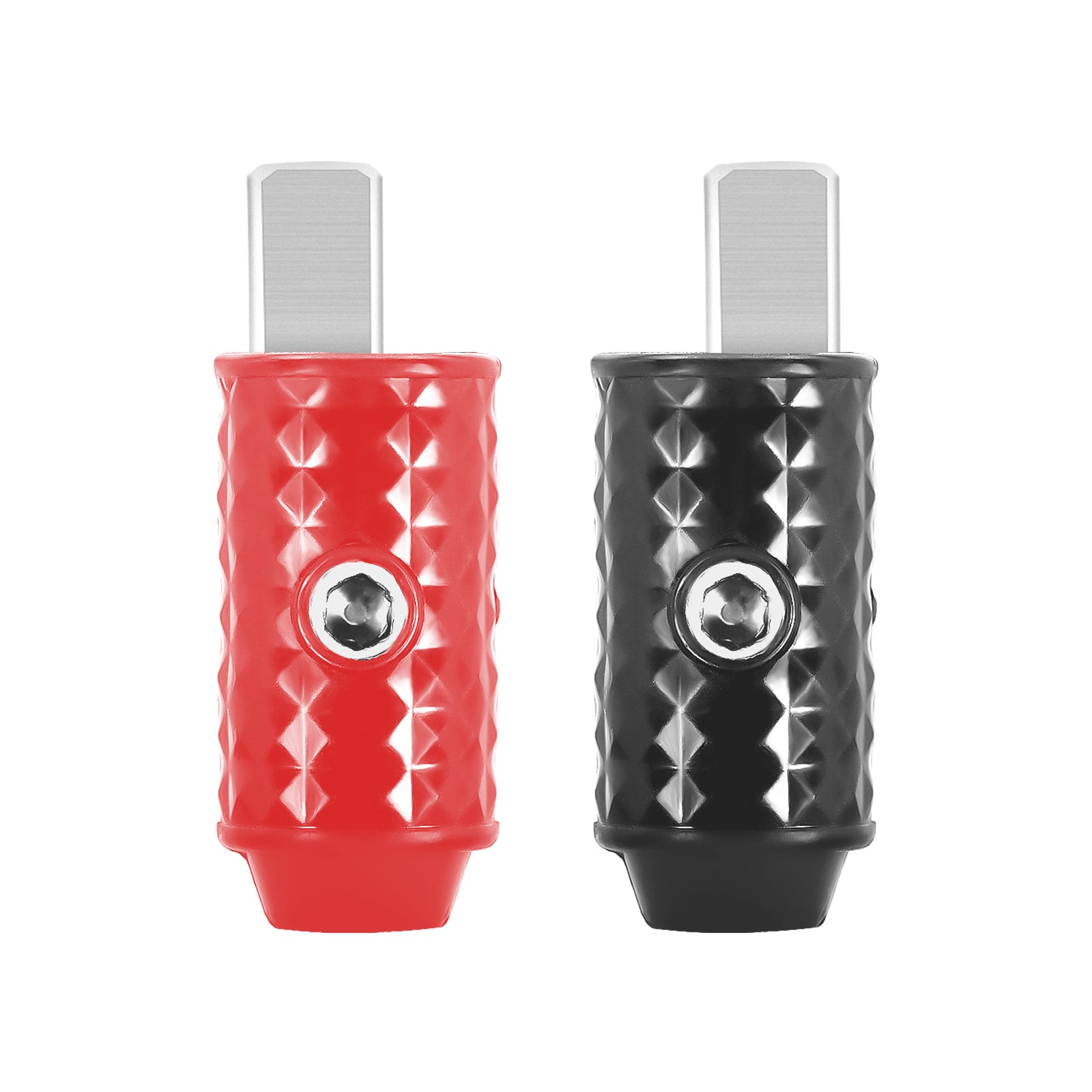 WI0P - Amplifier Power/ground Wire Input Brass 1/0 Gauge to 1/0 Gauge with Red/black Silicon Covers, Marine-grade Satin Chrome Finish, Pair