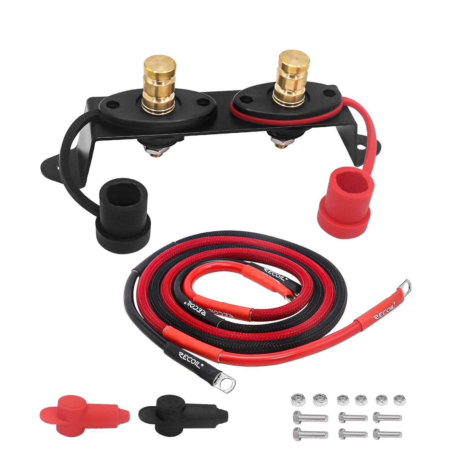 BJP-K - UTV Remote Battery Charging and Jump Posts, Battery Terminals Relocation Kit with 4 Gauge Tinned OFC Cable & Mounting Bracket, Quick & Easy Charging, for UTV ATV Slingshot Car Trucks RV Tractor Boat