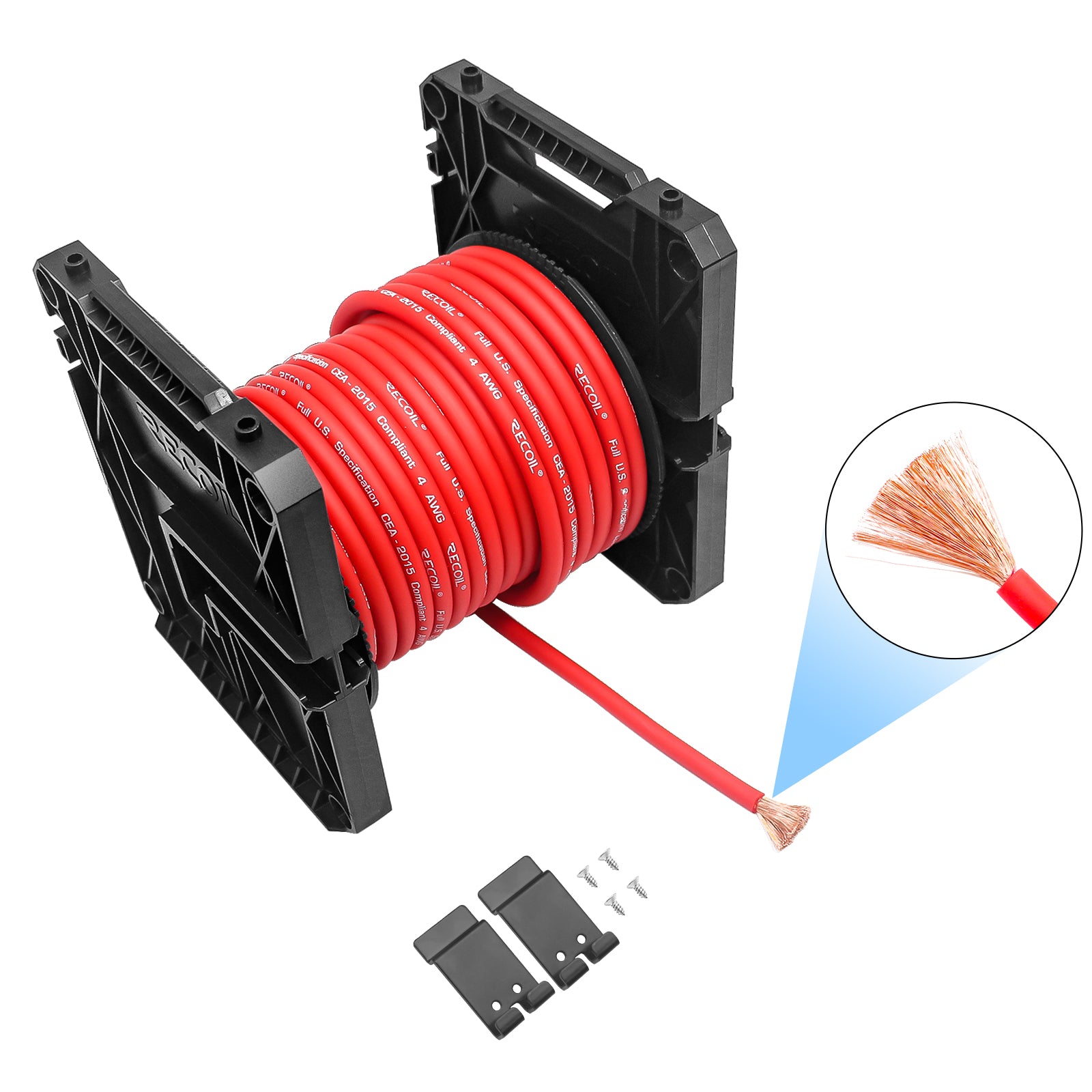 PW4-80 - Premium True Spec 4 Gauge Power Wire, 99.9% Oxygen-free Pure Copper , Flexible Soft Touch Red PVC Jacket (80 Feet/spool)