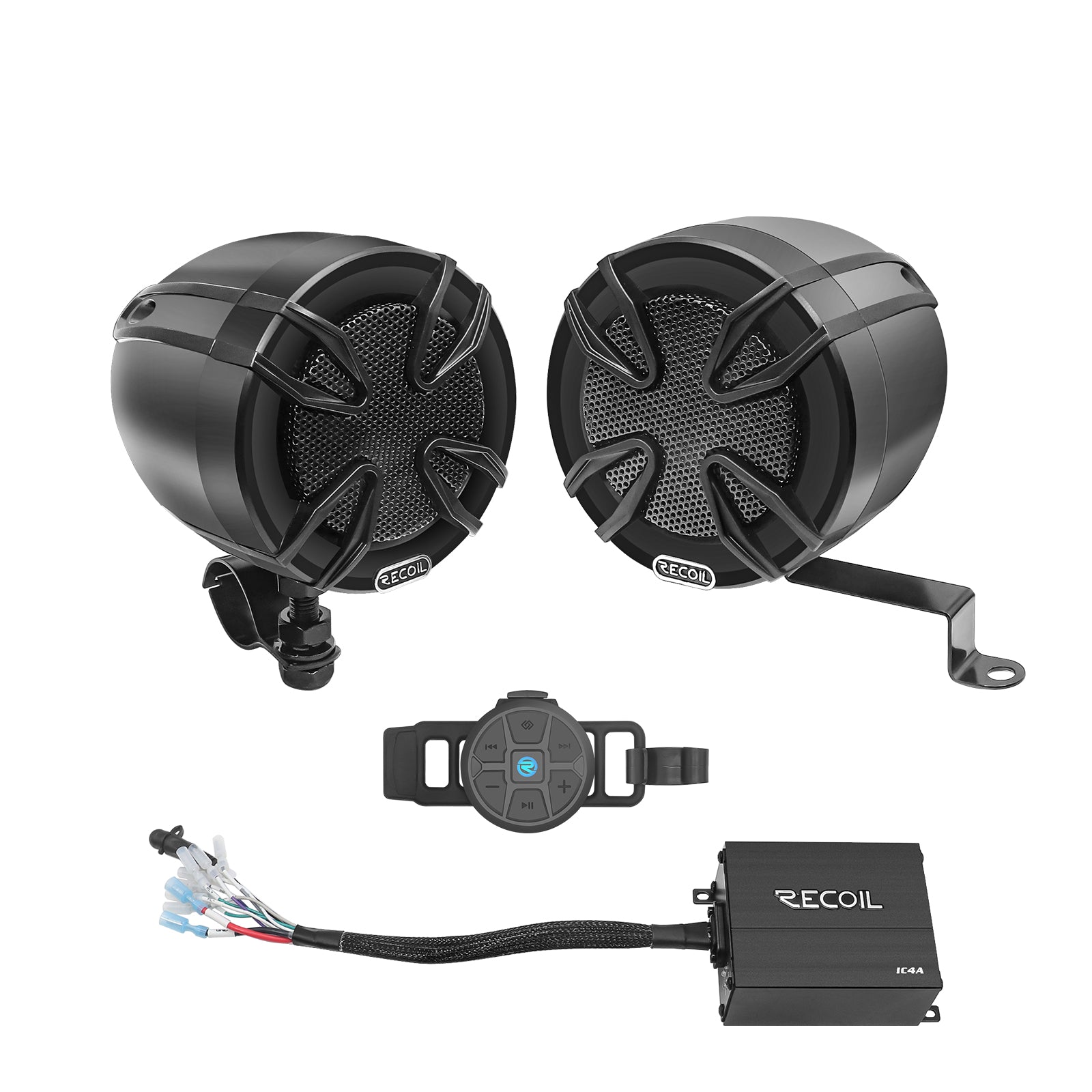 R3B-P - Complete Pair Bluetooth Speakers System, Super Loud 3” Speakers, 360 Watts Class-D Amplifier with Built-in Bluetooth, Waterproof Wireless Remote, Great for Use with ATV, Motorcycle, Golf Cart & 12 Volt Vehicles