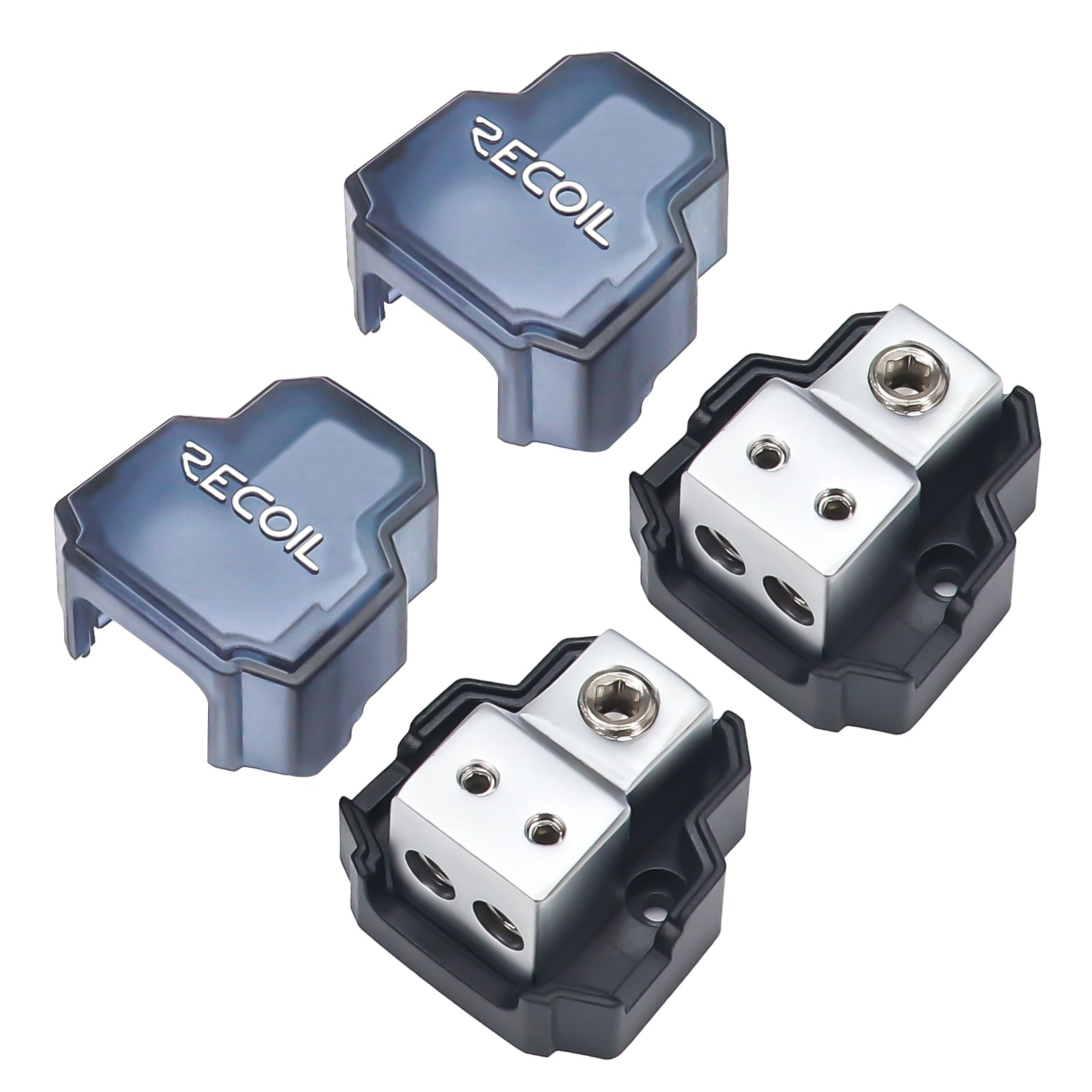 SDB12P - 2-way Mini Power Distribution Block, 1 X 4/8 Gauge in / 2 X 8/10 Gauge Out Power Distribution Ground Distributor Block for Car Audio, 2 Pack