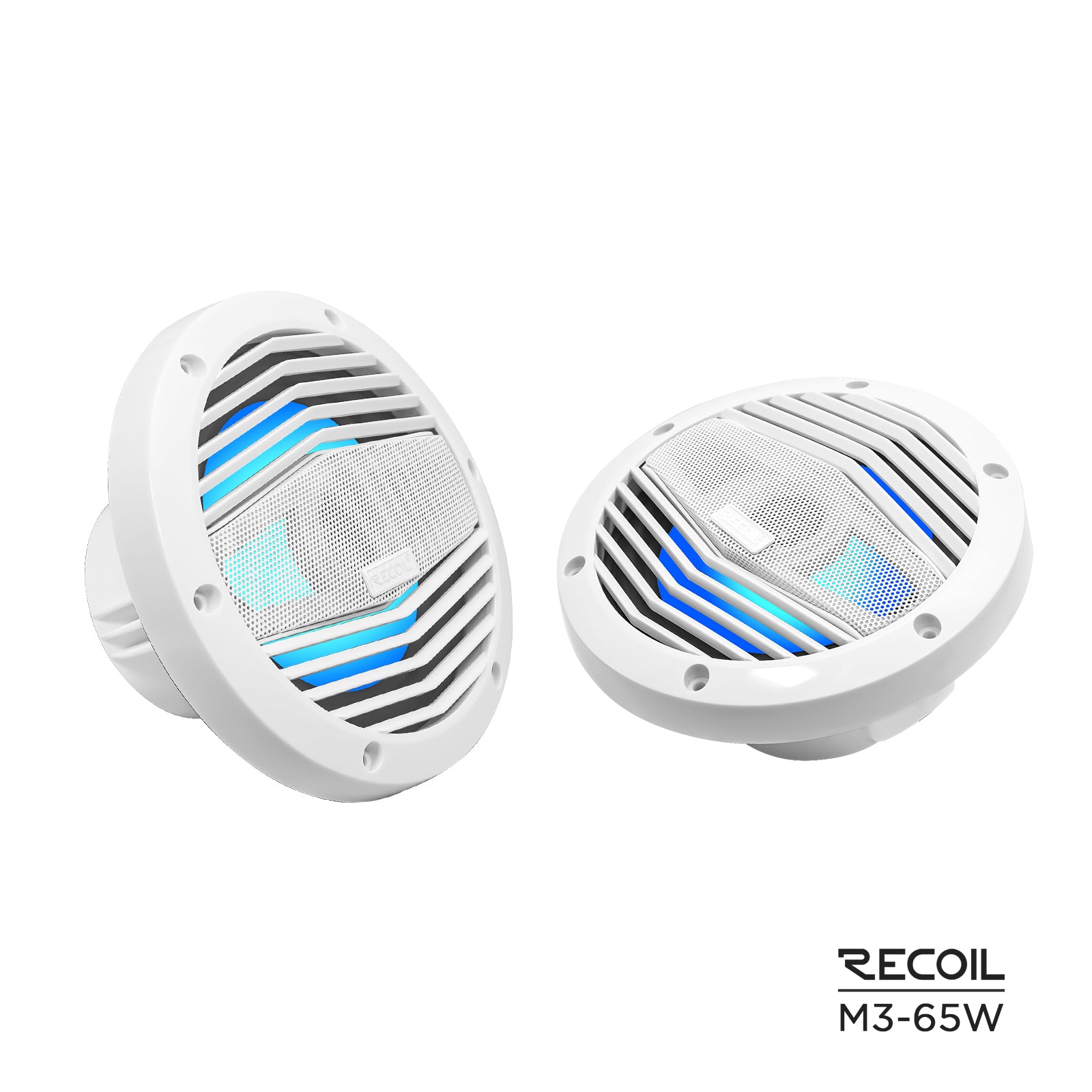 M3-65W - 6.5 Inch 2-way Marine Boat Coaxial Speakers with Built-in RGB LED, Sold in Pair