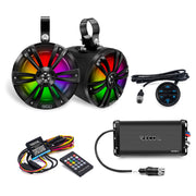 R6-P - Complete IPX6 Waterproof 600 Watts Pair Speaker Audio System, Super Loud 6.5” Speaker Pods with Passive Radiator, Amplifier, Bluetooth Controller, RGB LED Illumination for UTV, ATV, Golf Cart, Boat, Off-road Motorsports Audio