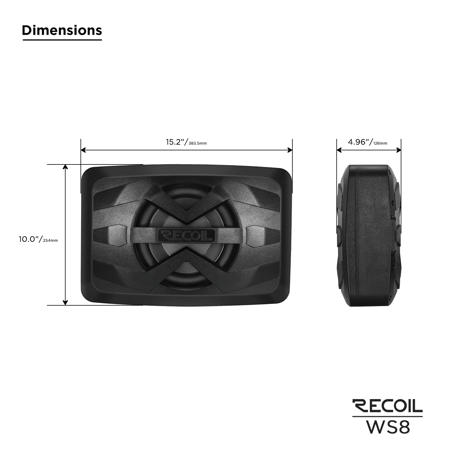 WS8 - Waterproof Passive 8” Subwoofer with 8” Passive Radiator - Ideal for UTV, ATV, Golf Cart, Boat, Off-road Motorsports