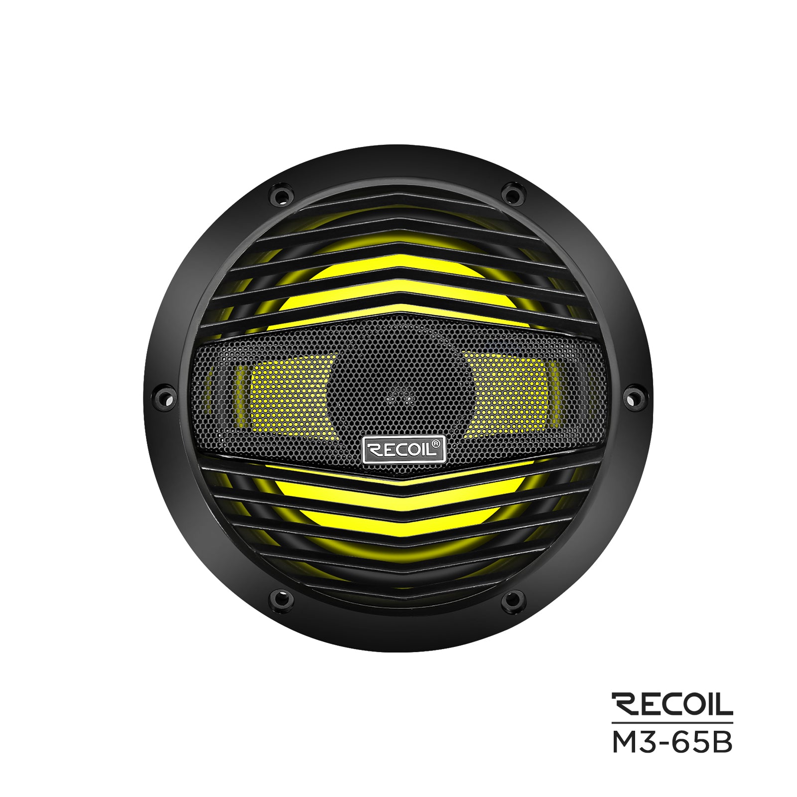 M3-65B - 6.5 Inch 2-way Marine Boat Coaxial Speakers with Built-in RGB LED, Black