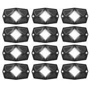 RLW-12 - IP68 Waterproof White LED Rock Lights 12 Pods, Under-glow White LED Light for Car Truck ATV UTV Suv Off-road Boat Motorcycle Vehicle, Under Body Glow Light Lamp Trail Fender Lighting