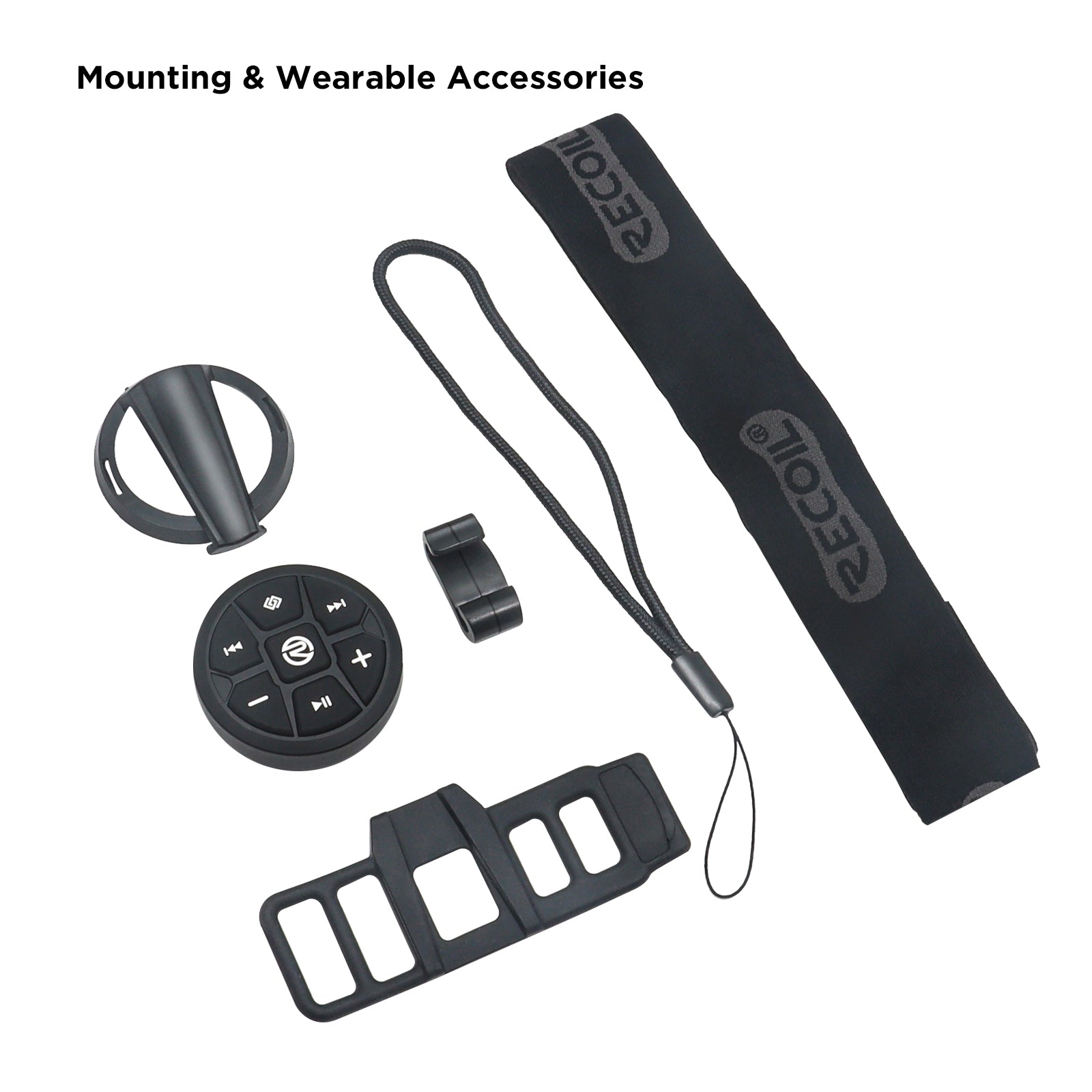 PRC-2B - Waterproof Bluetooth Media Button, Wearable & Steering Wheel Remote Control for Car, Bike, Boat and Powersports Vehicles (Color Black)