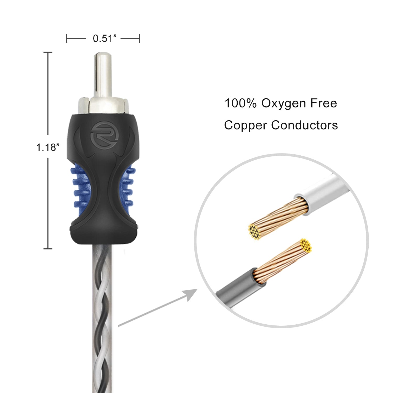 RCI26 - 100% Oxygen Free Copper 6ft 2-channel RCA Audio Cable, Twisted Pair with Noise Reduction