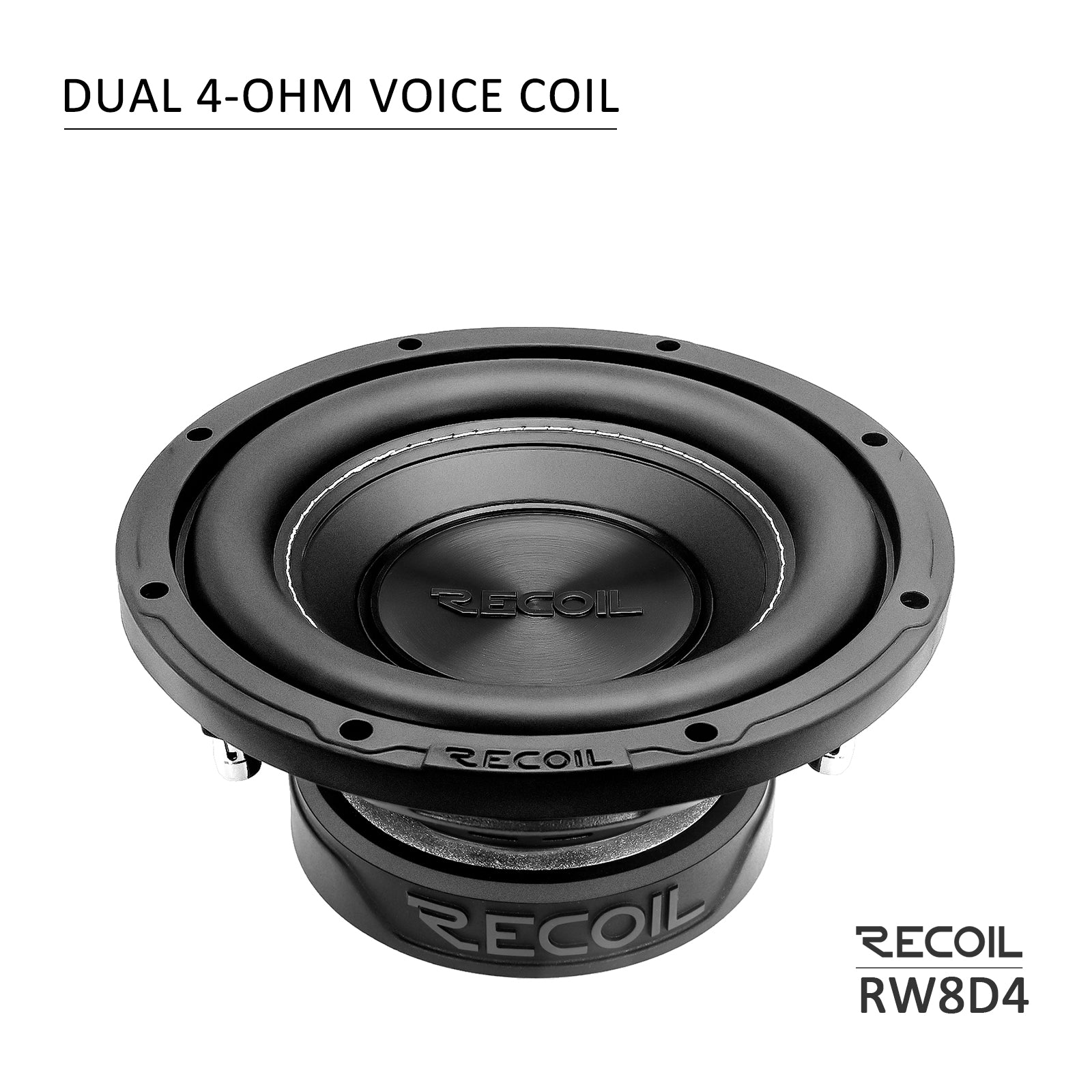 RW8D4 - Echo Series 8 Inch Subwoofer - 400 Watts Power Dual 4 OHM Voice Coil, Competition Grade Pressed Paper Cone