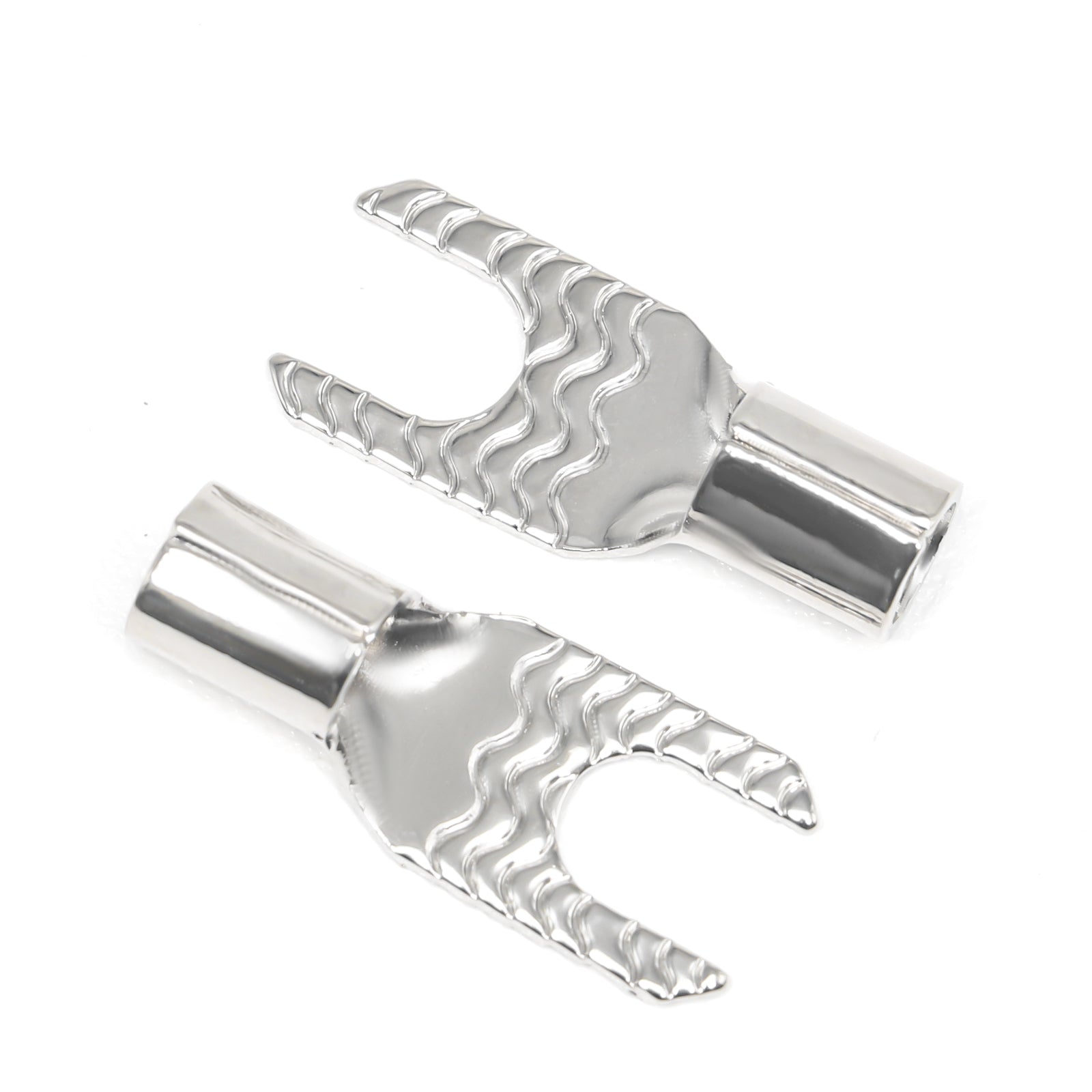 ST1008-20 - 20pcs 10awg Copper Spade Terminals, #8 Opening, Shiny Nickel Plated Crimp Ring Terminals with 20pcs Red & Black Soft Boots