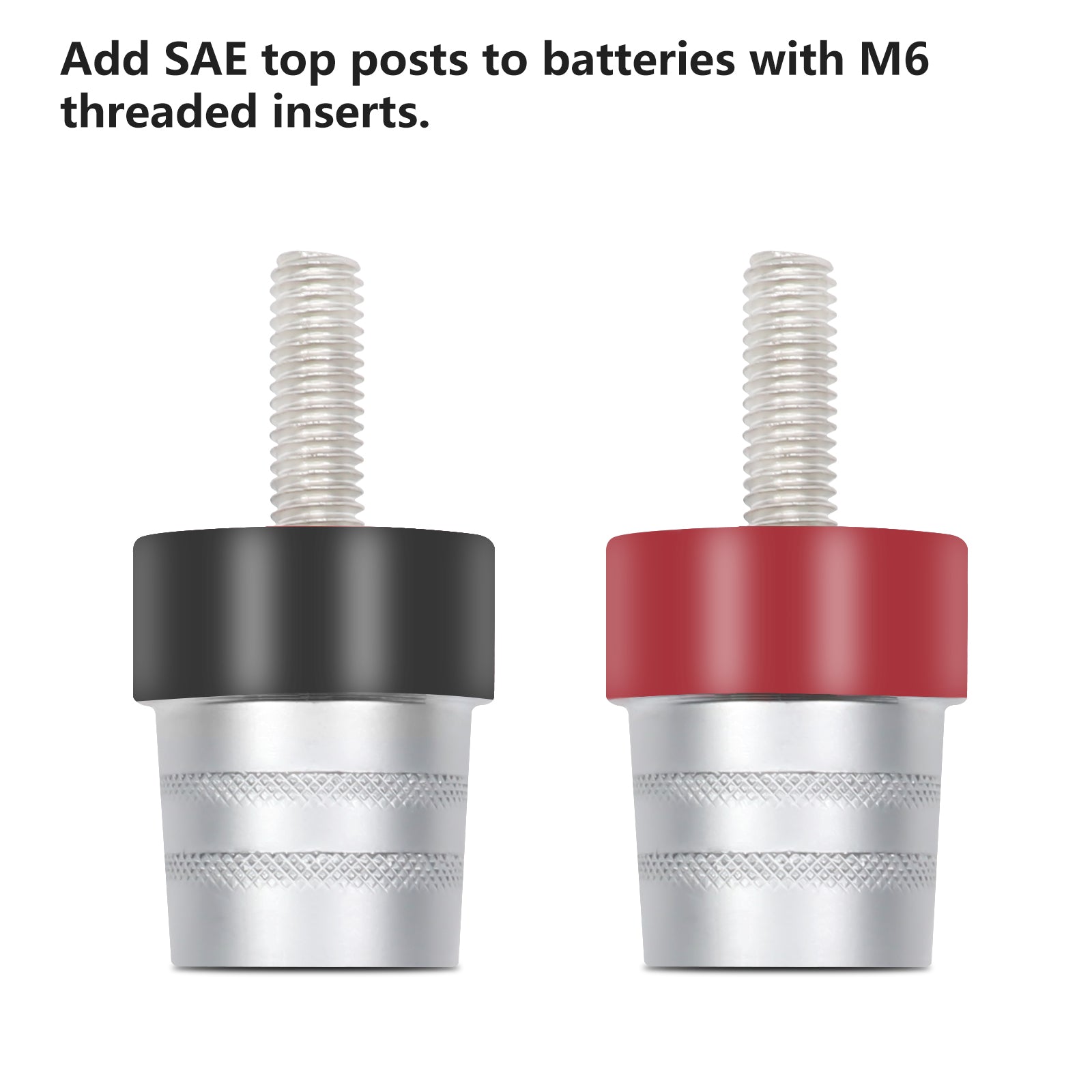 BTA6 - Battery Terminal Adaptor M6 Screw to Sae Top Posts, Solid Brass, Marine-grade Satin Chrome Finish, Positive & Negative Pair