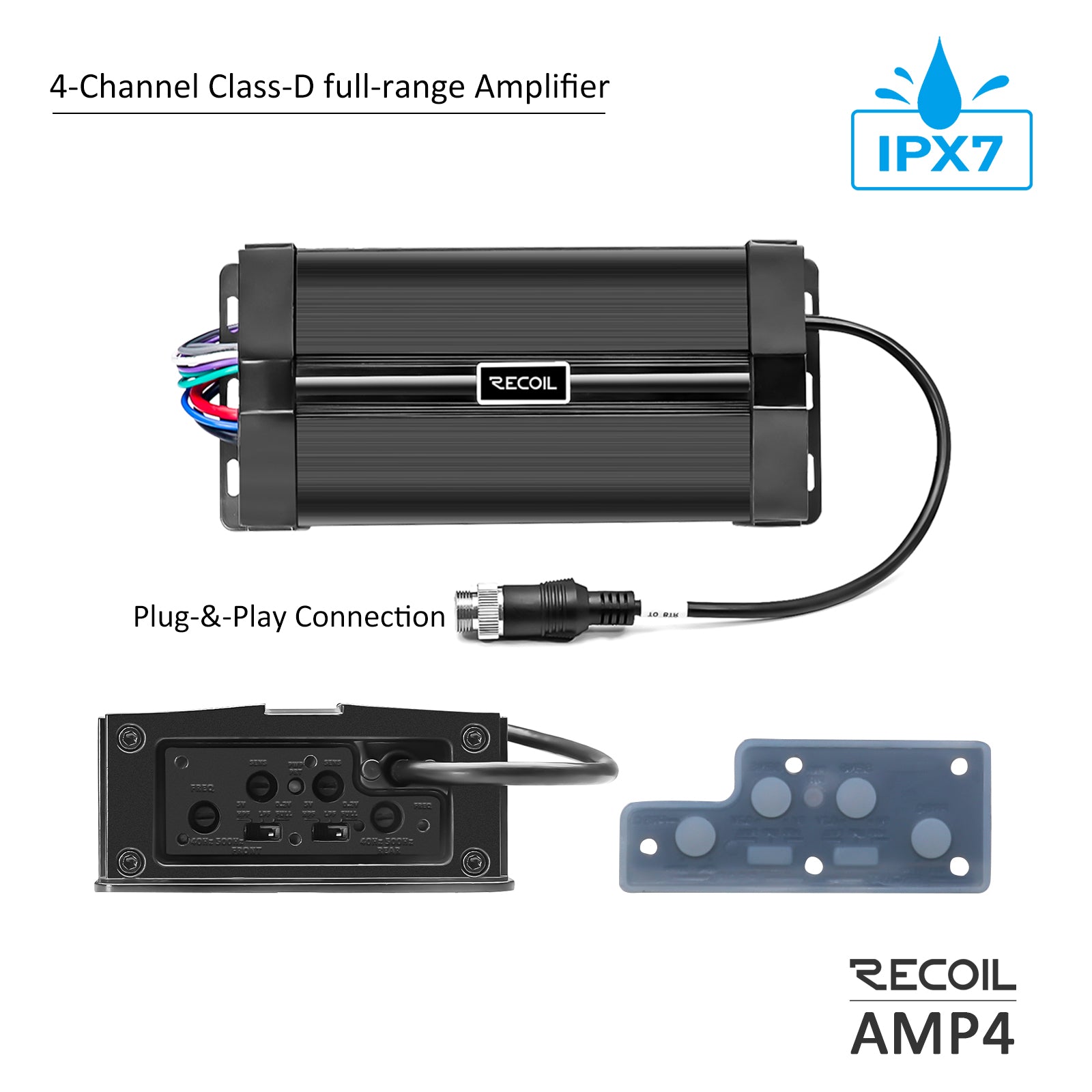 R4-P - Complete Marine 200 Watts Pair Speakers Audio System, Super Loud 4” Speaker Pods with 3” Passive Radiator, Amplifier, Bt Controller, for UTV, ATV, Golf Cart, Boat, Off-road Motorsports Audio