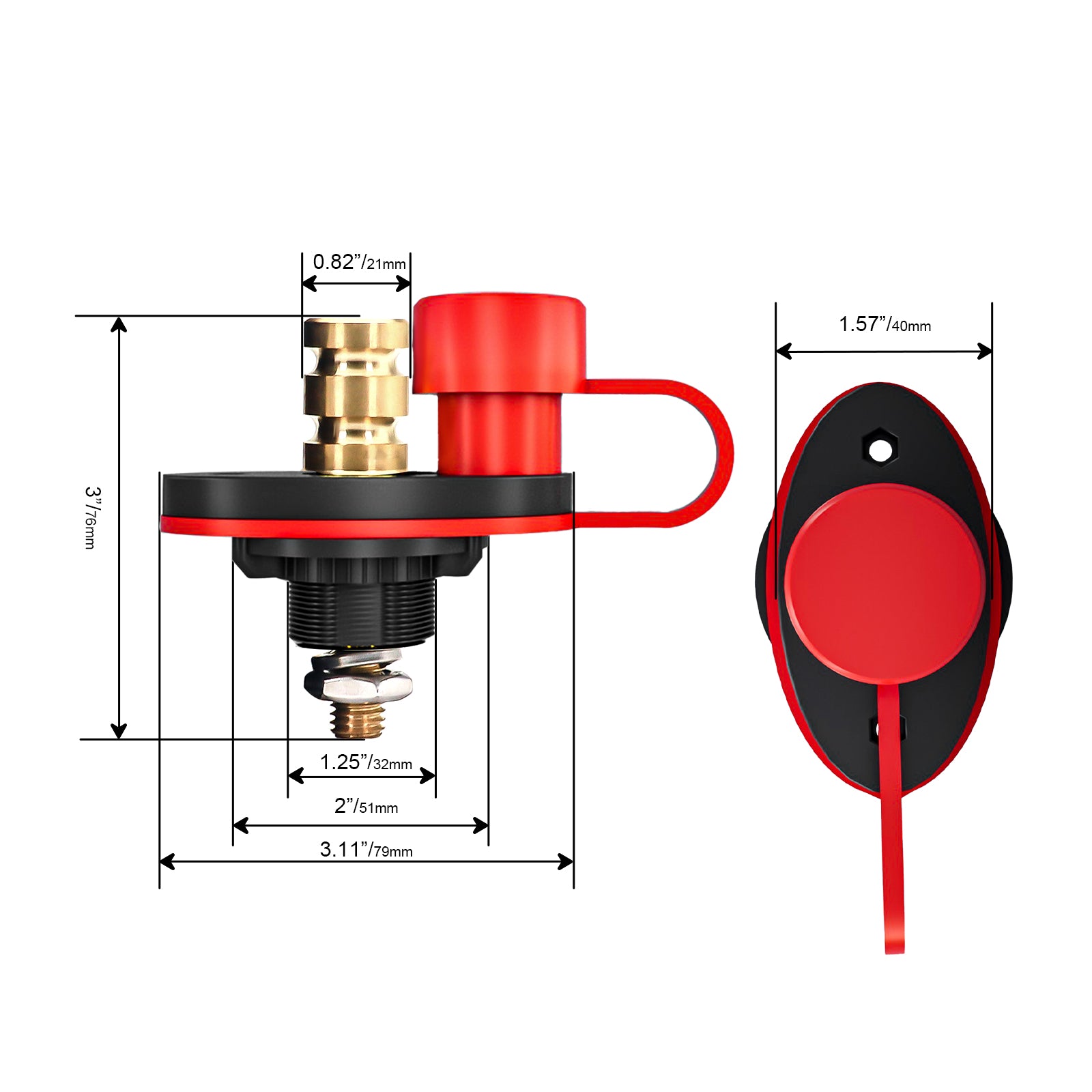 BJP - UTV Remote Battery Charging and Jump Posts, Battery Terminal Relocation Kits, Quick & Easy Charging, for UTV ATV Slingshot Car Trucks RV Tractor Boat, Red & Black Pair