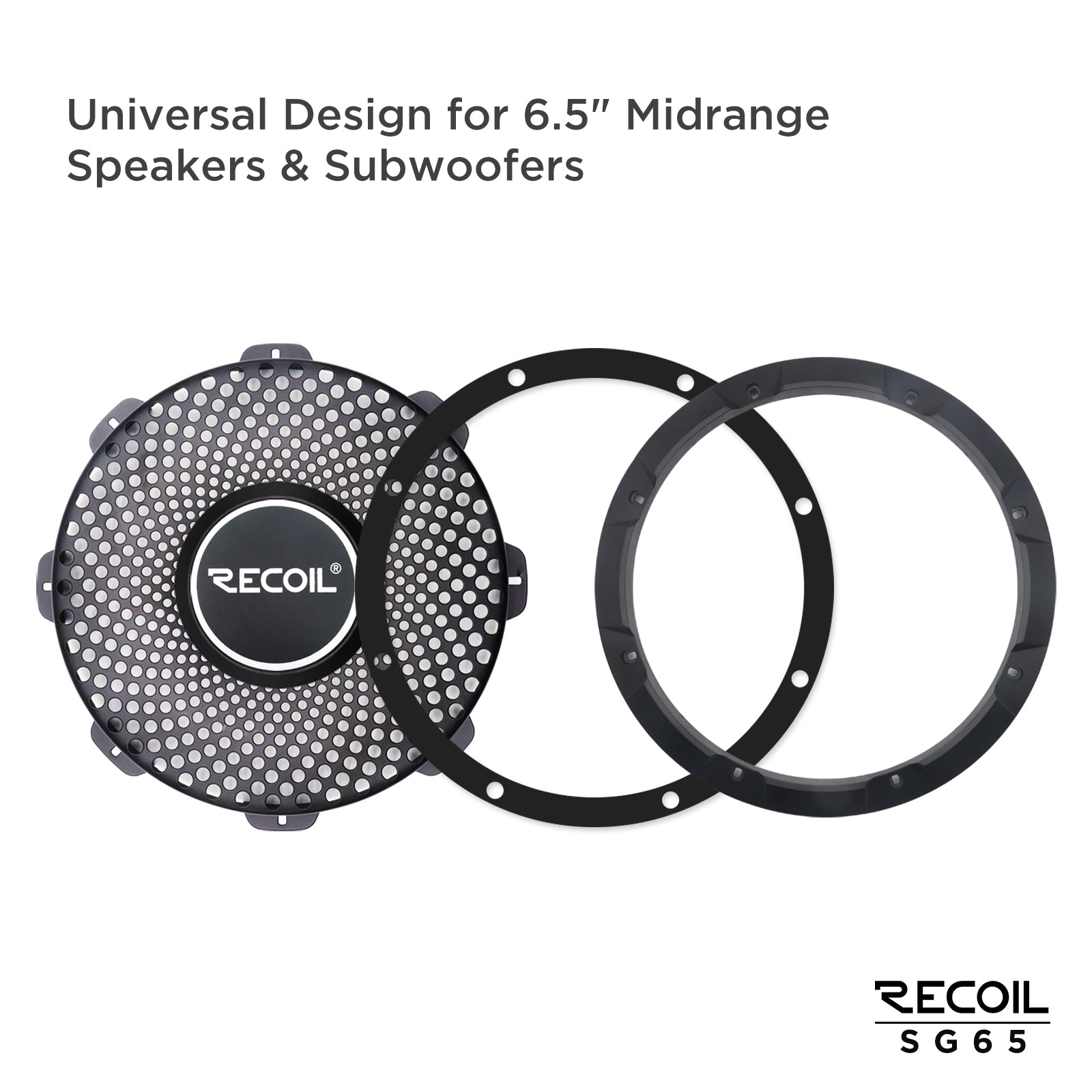 SG-65P - Pair 6.5-inch High Excursion Black Steel Mesh Grille for Midrange Speakers & Subwoofers