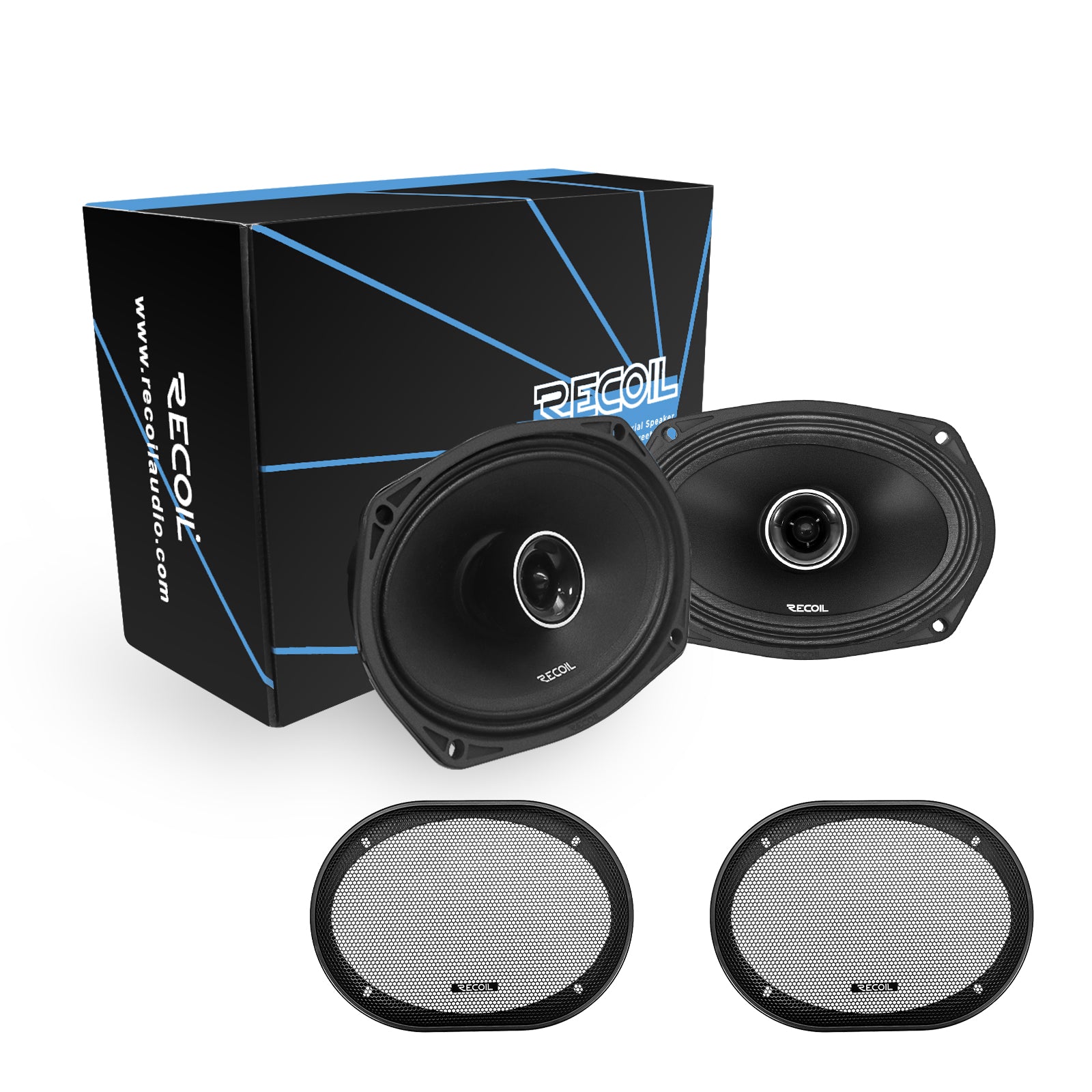 MX69 - Pair 6x9-inch 2-way Pro Audio High Output Midrange Coaxial Speakers with Built-in Bullet Tweeters