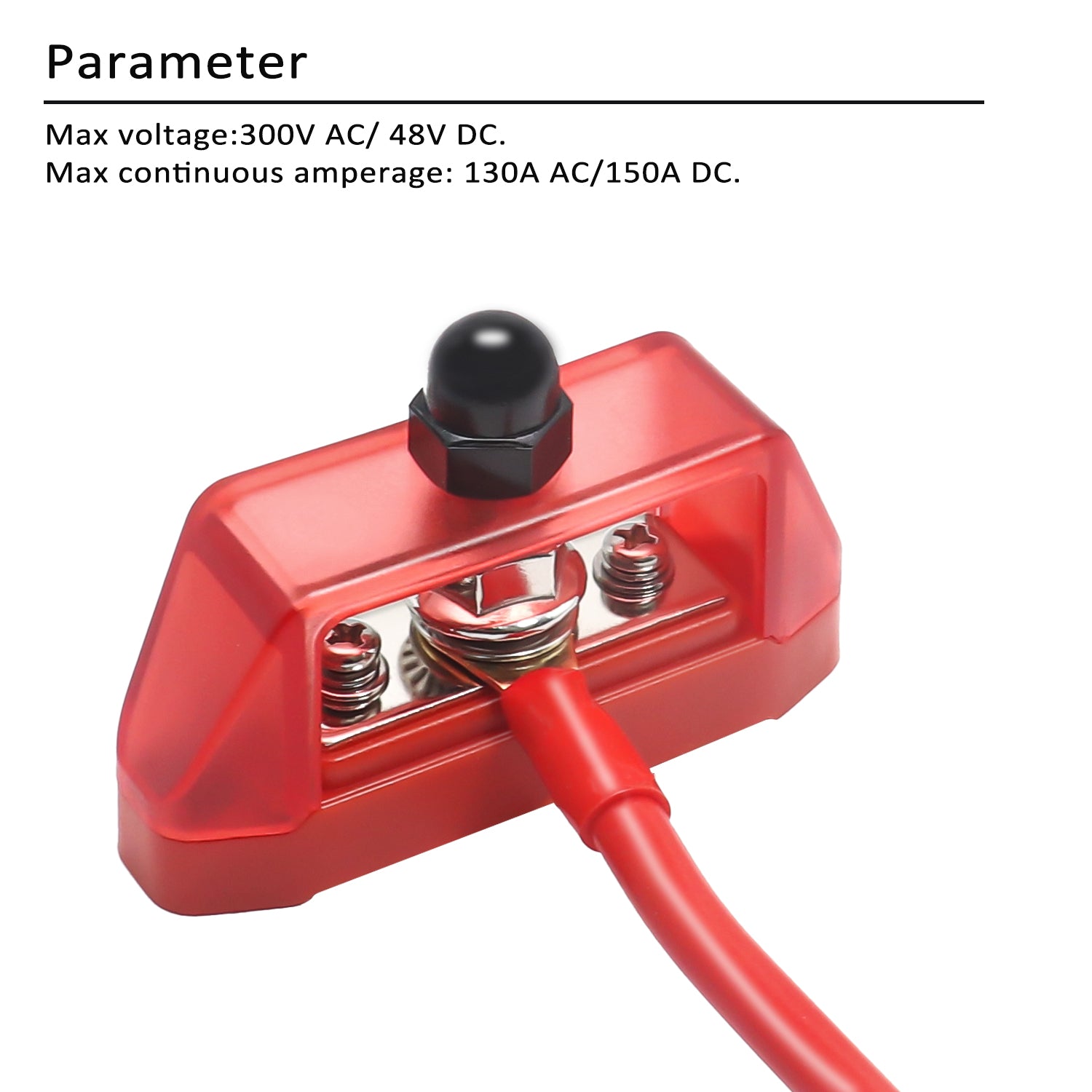 S12P-516 - Pair 3 Connections Busbar 1 X 5/16” Stud 2 X #8 Screw Terminals Power Distribution Block with Ring Terminals (red & Black)