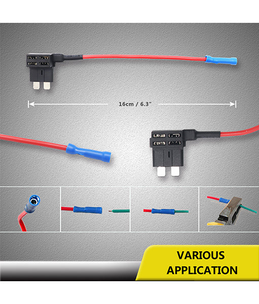 FT1-10 - Recoil 12v Car Add-a-circuit, Fuse Tap Adapter, ATO ATC Blade Fuse Holder, with 10a, 20a Fuse (10 Pack)