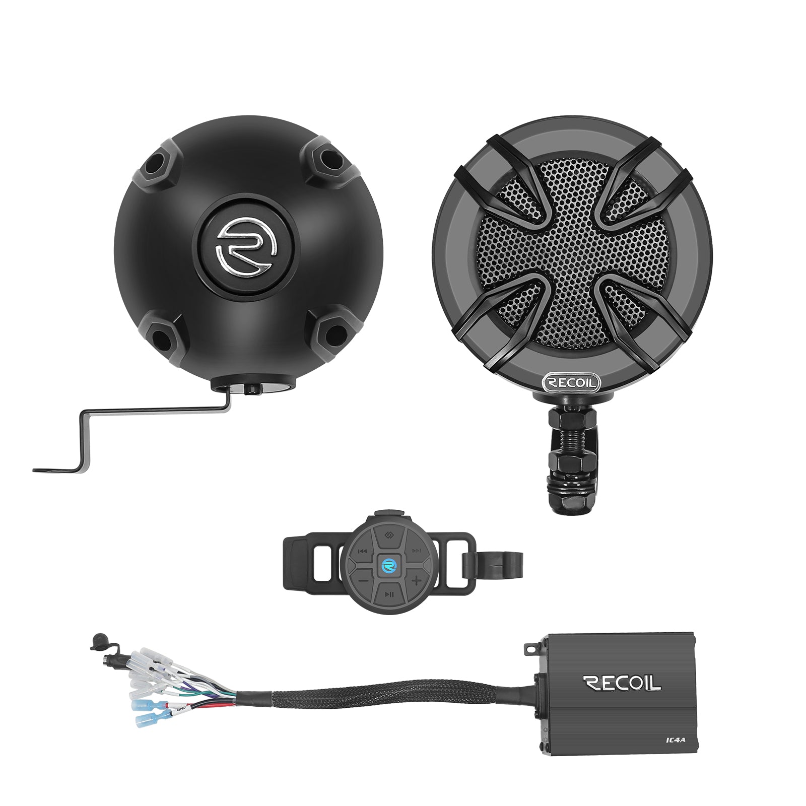 R3B-P - Complete Pair Bluetooth Speakers System, Super Loud 3” Speakers, 360 Watts Class-D Amplifier with Built-in Bluetooth, Waterproof Wireless Remote, Great for Use with ATV, Motorcycle, Golf Cart & 12 Volt Vehicles