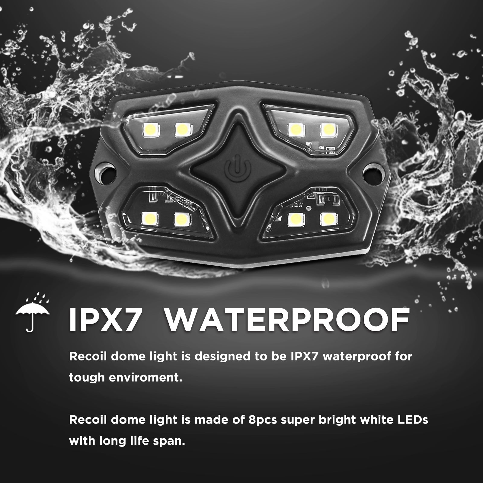 DDL-W - UTV Golf Cart Dome Light Map Light Interior Light Universal 12-30v LED Light with Roll Bar Mount, IPX7 Waterproof, Super Bright LED with On/off Switch, for UTV ATV Golf Cart Boat RV Van Travel Trailer Off-road Vehicle, White LED