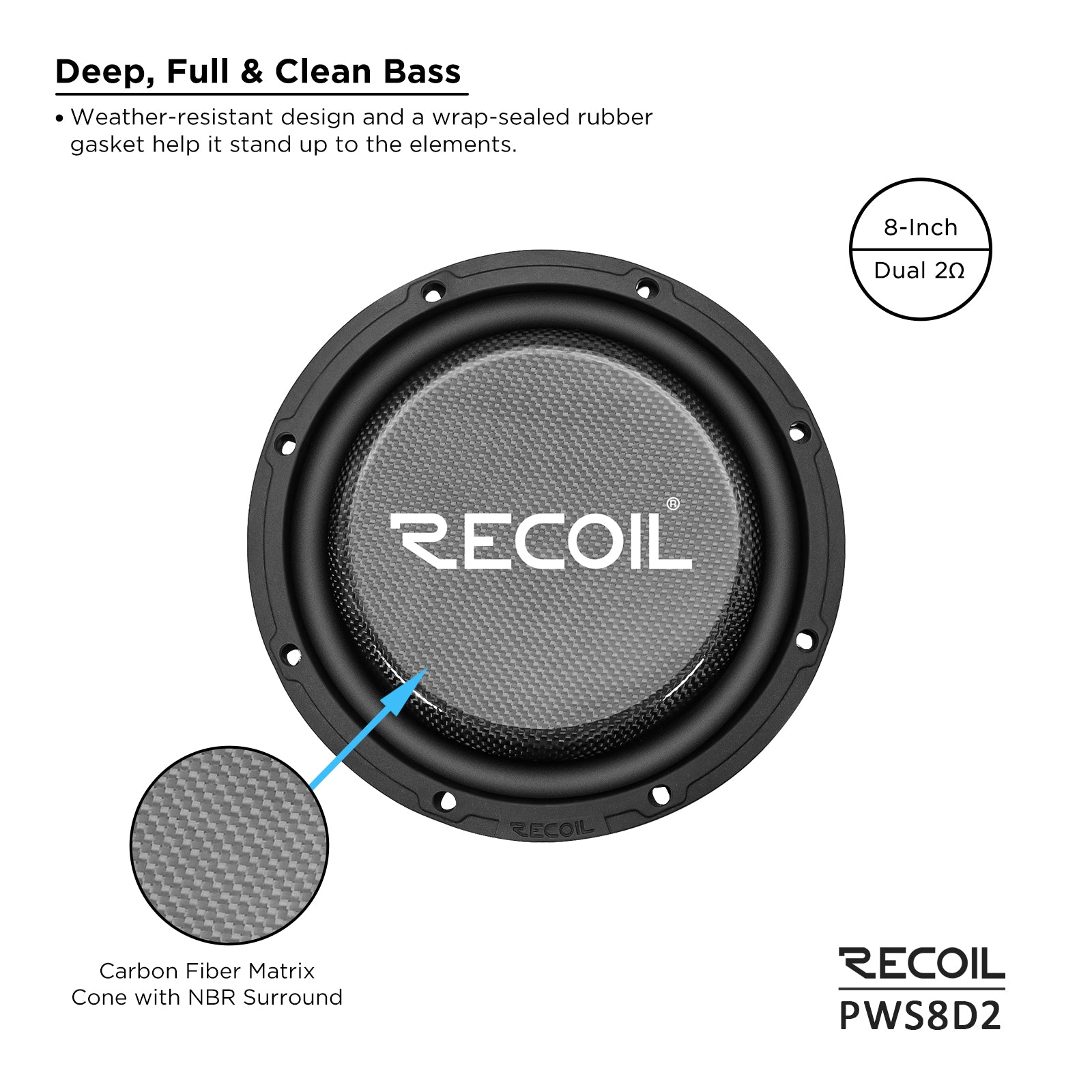 PWS8D2 - 8-inch Dual 2-ohm Subwoofer – Recoil Audio USA