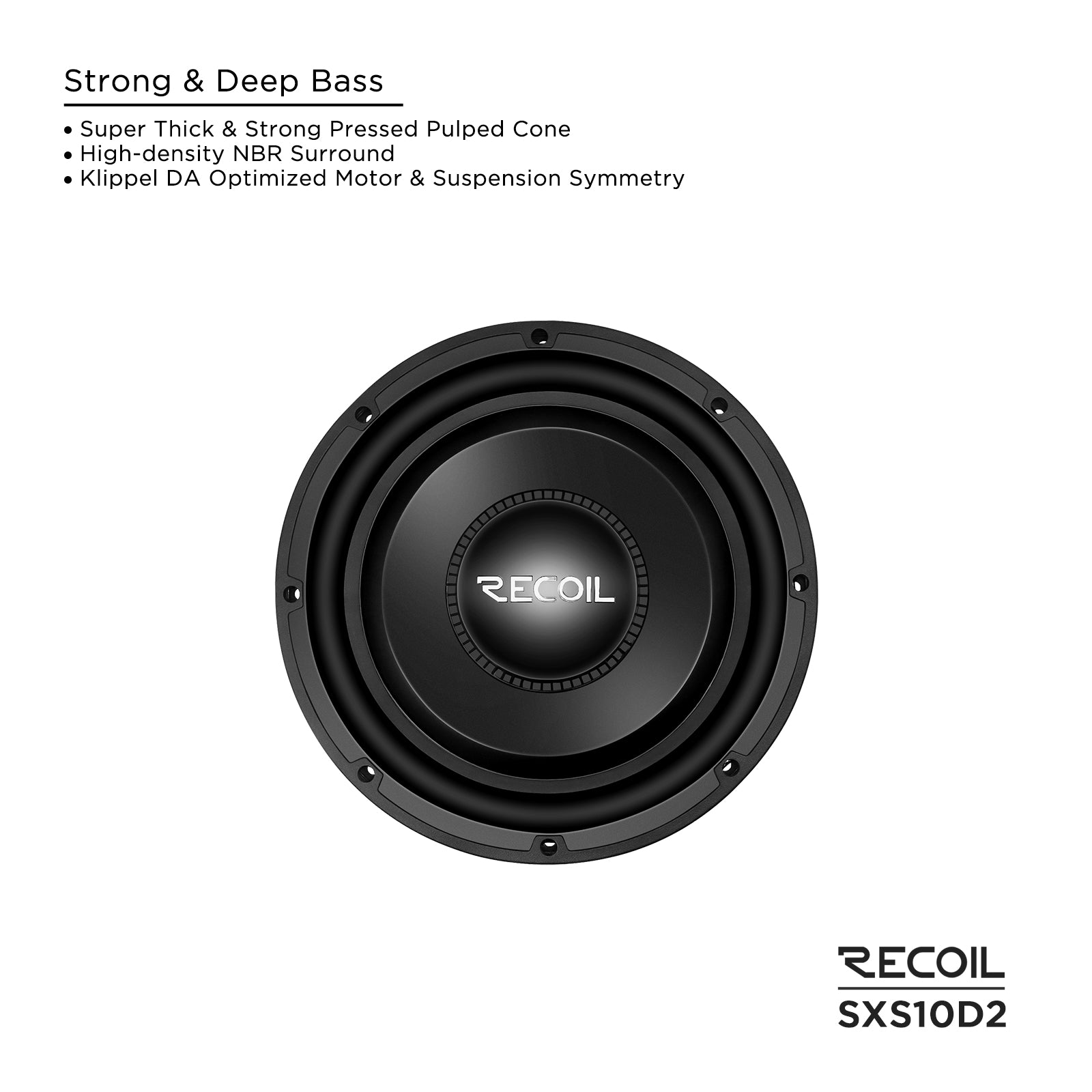 SXS10D2 - Ultra Shallow 10 Inch Subwoofer - 600 Watts Power Dual 2 OHM Voice Coil, 2" Black-coated 6-layer High Temperature Voice Coil