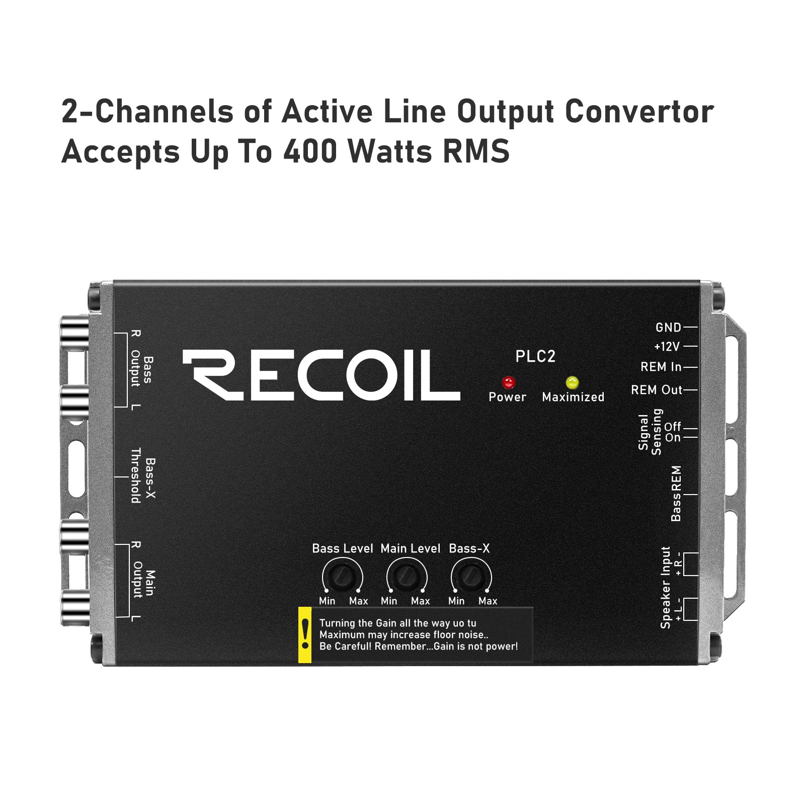 PLOC2 - 2-channel Line Output Converter with Bass Boost Technology with Remote Bass Knob and Voltmeter, Perfect for Adding a Subwoofer and Amplifier to Your Factory Stereo