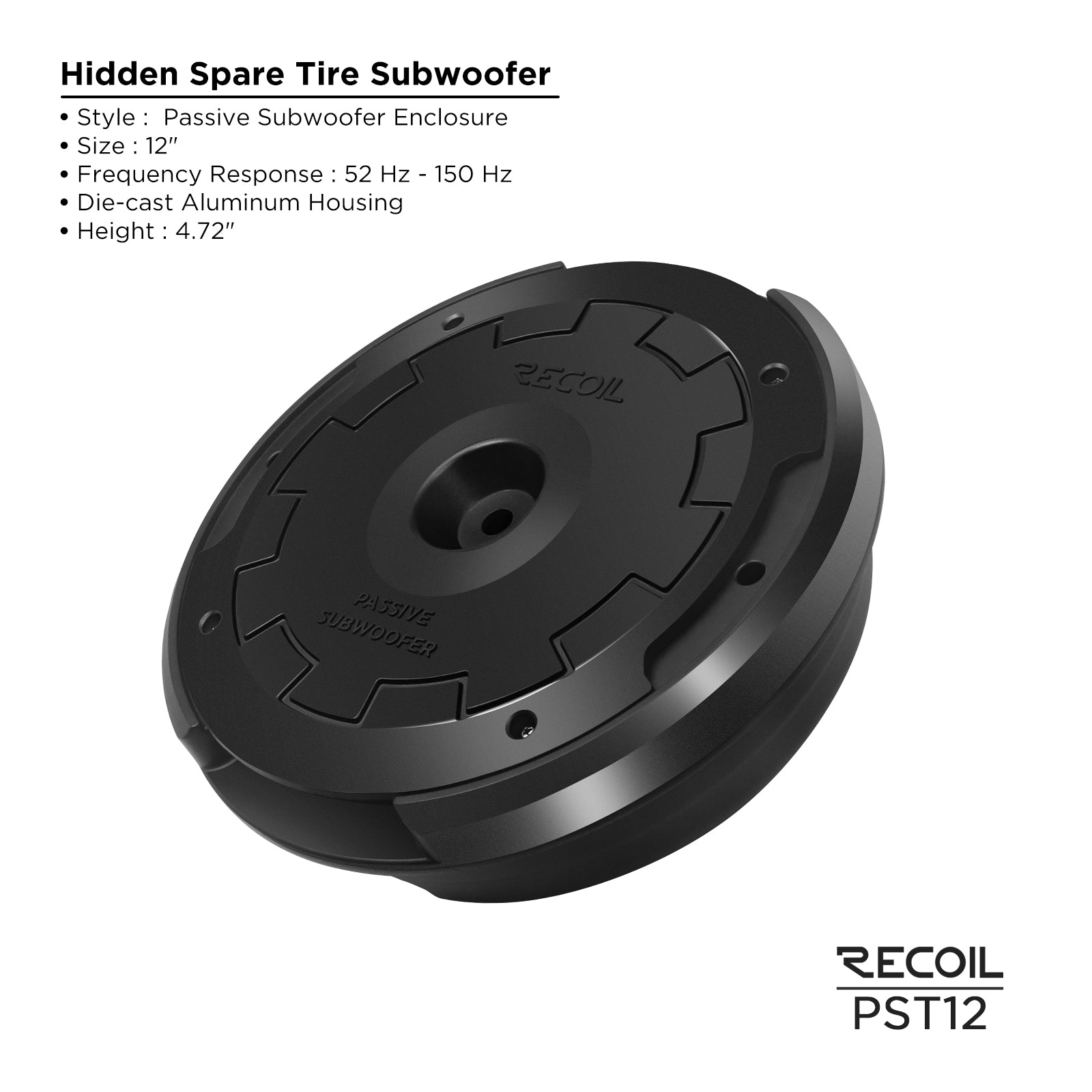 PST12 - Hidden 12” Passive Car Audio Spare Tire Subwoofer System