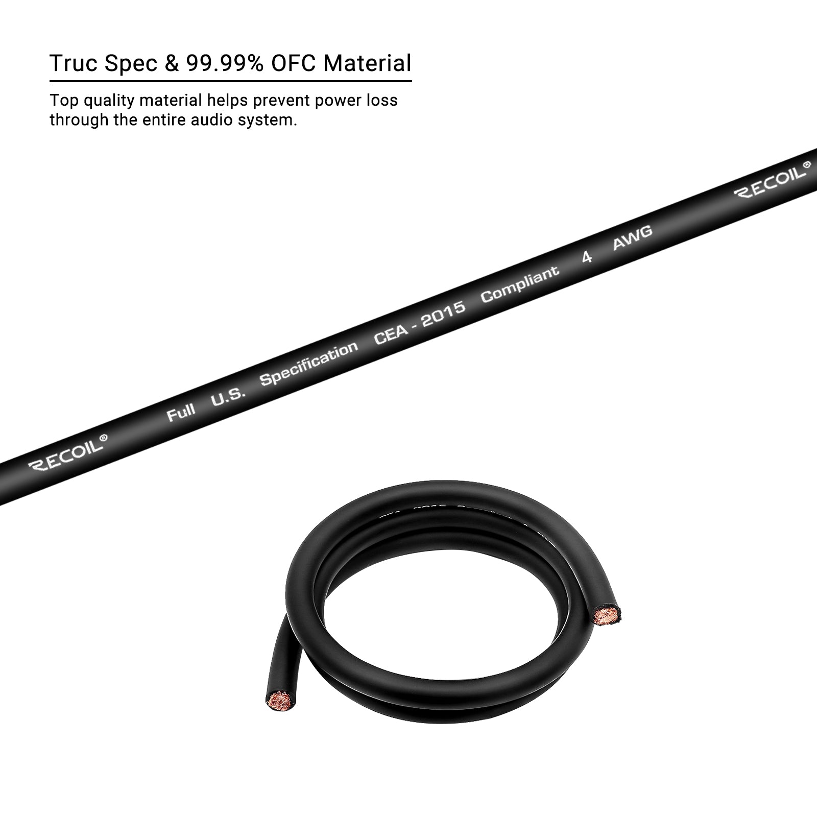PG4-80 - Premium True Spec 4 Gauge Ground Wire, 99.9% Oxygen-free Pure Copper , Flexible Soft Touch Black PVC Jacket (80 Feet/spool)
