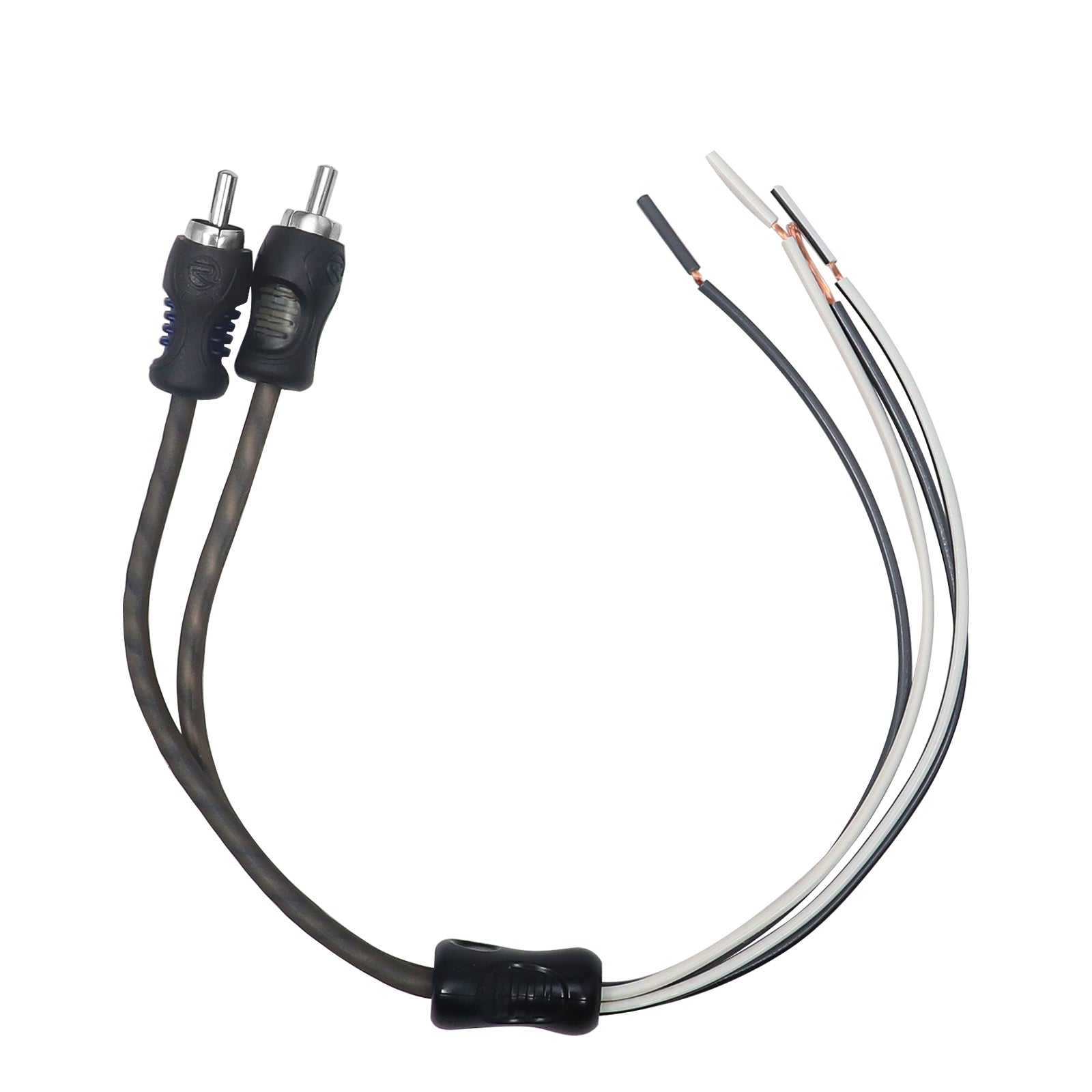 RCA-S - Speaker Wire to RCA Adapter with RCA Female to Female Coupler (pair), Dual Injection Molded RCA Ends