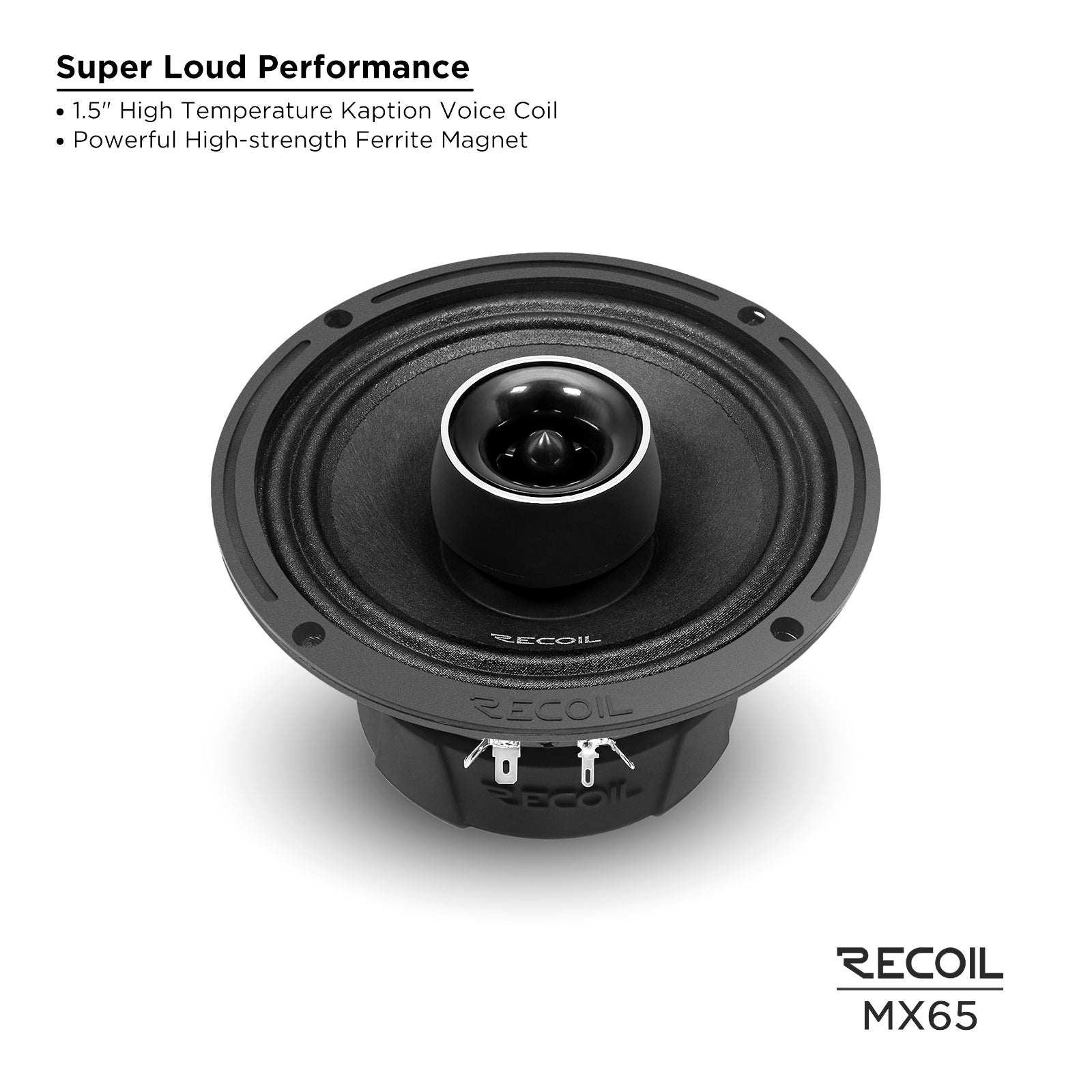 MX65 - Pair 6.5-inch 2-way Pro Audio Midrange Coaxial Speakers with Built-in Bullet Tweeters, Water Resistant, Grills Included