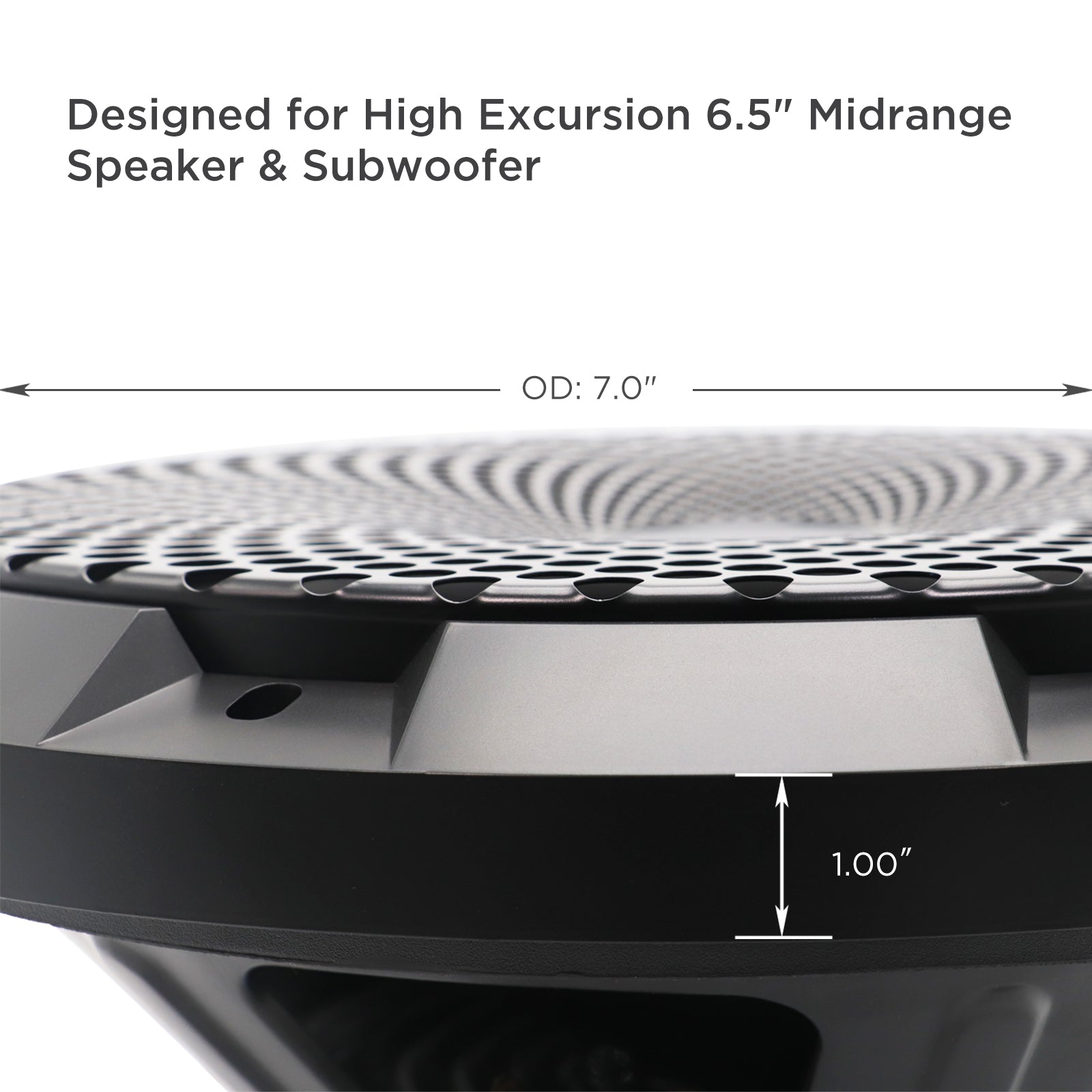 SG-65P - Pair 6.5-inch High Excursion Black Steel Mesh Grille for Midrange Speakers & Subwoofers