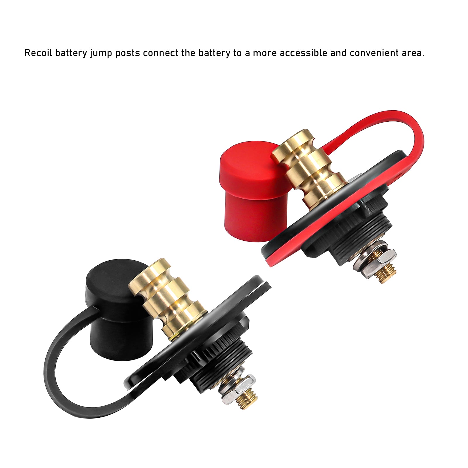 BJP - UTV Remote Battery Charging and Jump Posts, Battery Terminal Relocation Kits, Quick & Easy Charging, for UTV ATV Slingshot Car Trucks RV Tractor Boat, Red & Black Pair