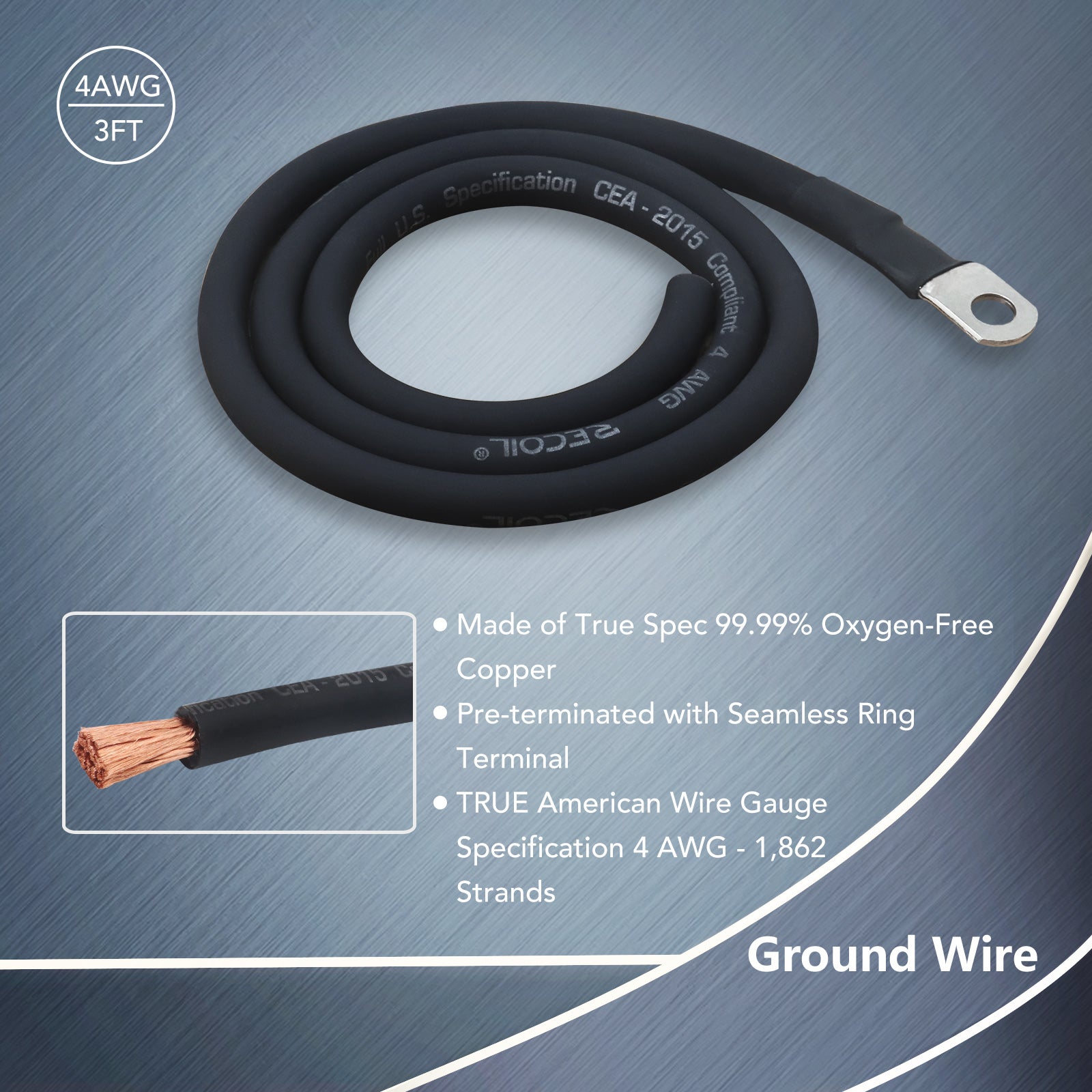 PCK4D - True 4 Gauge 99.99% Oxygen Free Copper Car Audio Dual Amplifiers Complete Installation Wiring Kits